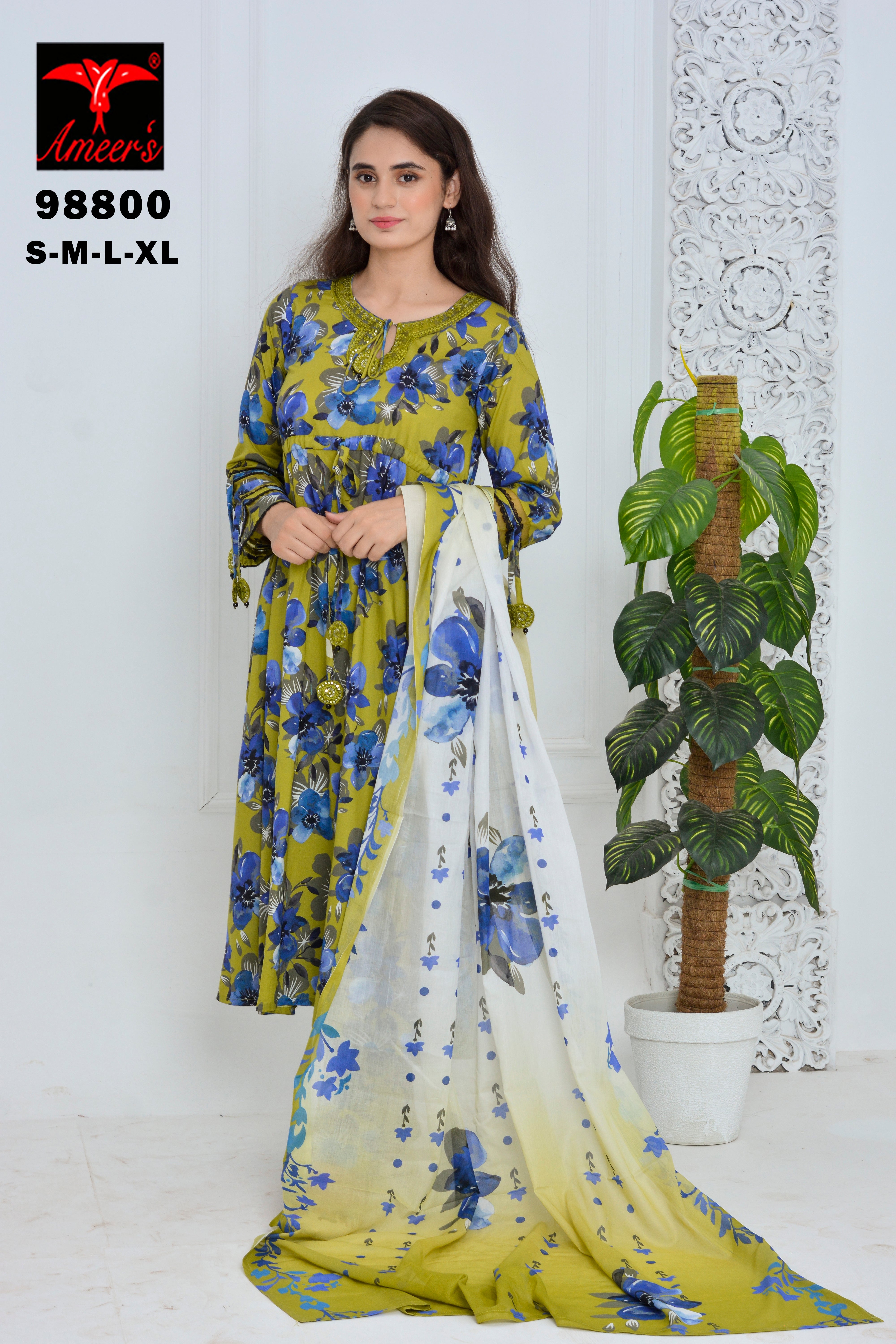 GULYAAN parrot green premium lawn collection