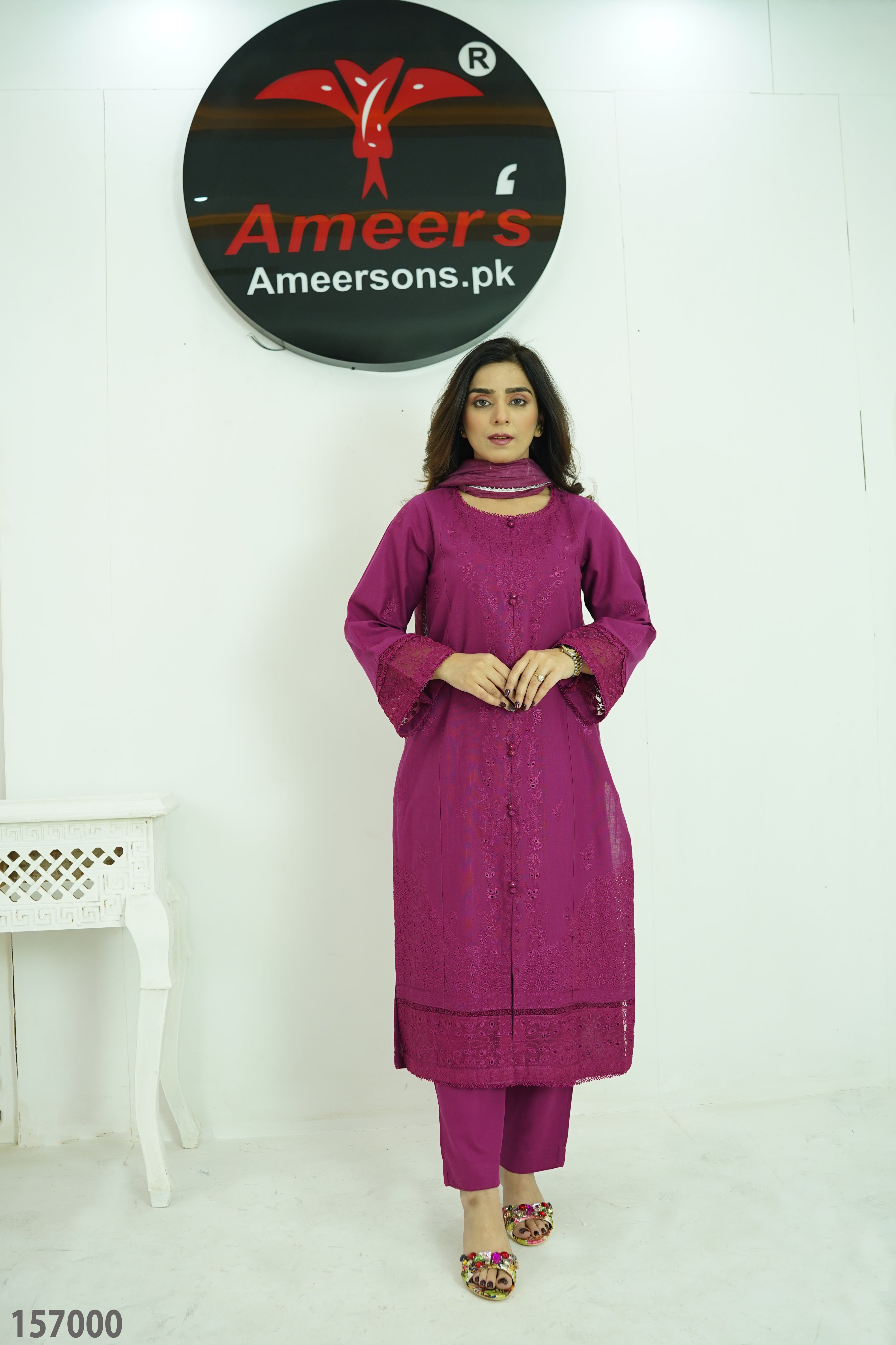 Best Winter Collection Three Piece Suit By Ameer Sons