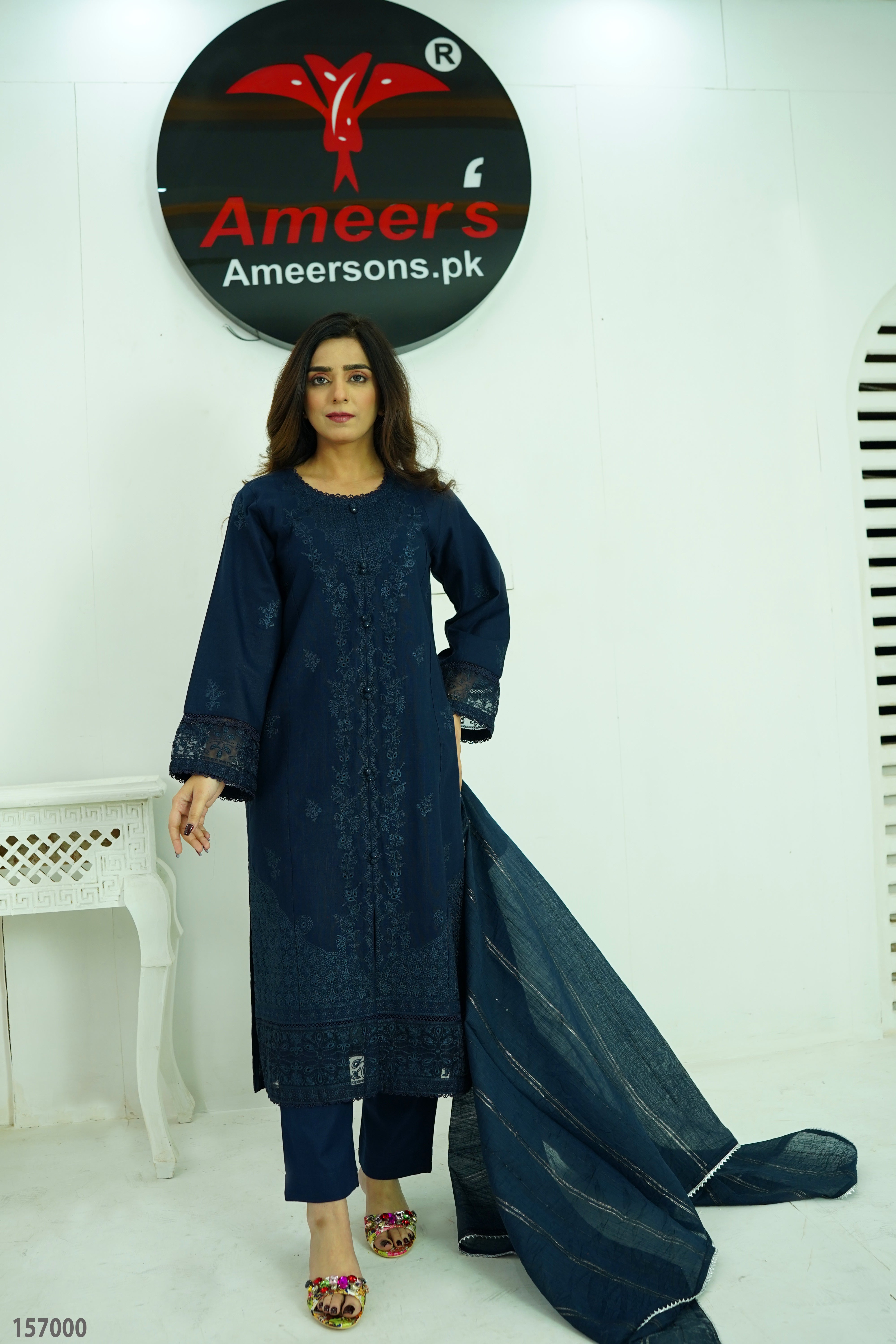 Best Winter Collection Three Piece Suit By Ameer Sons