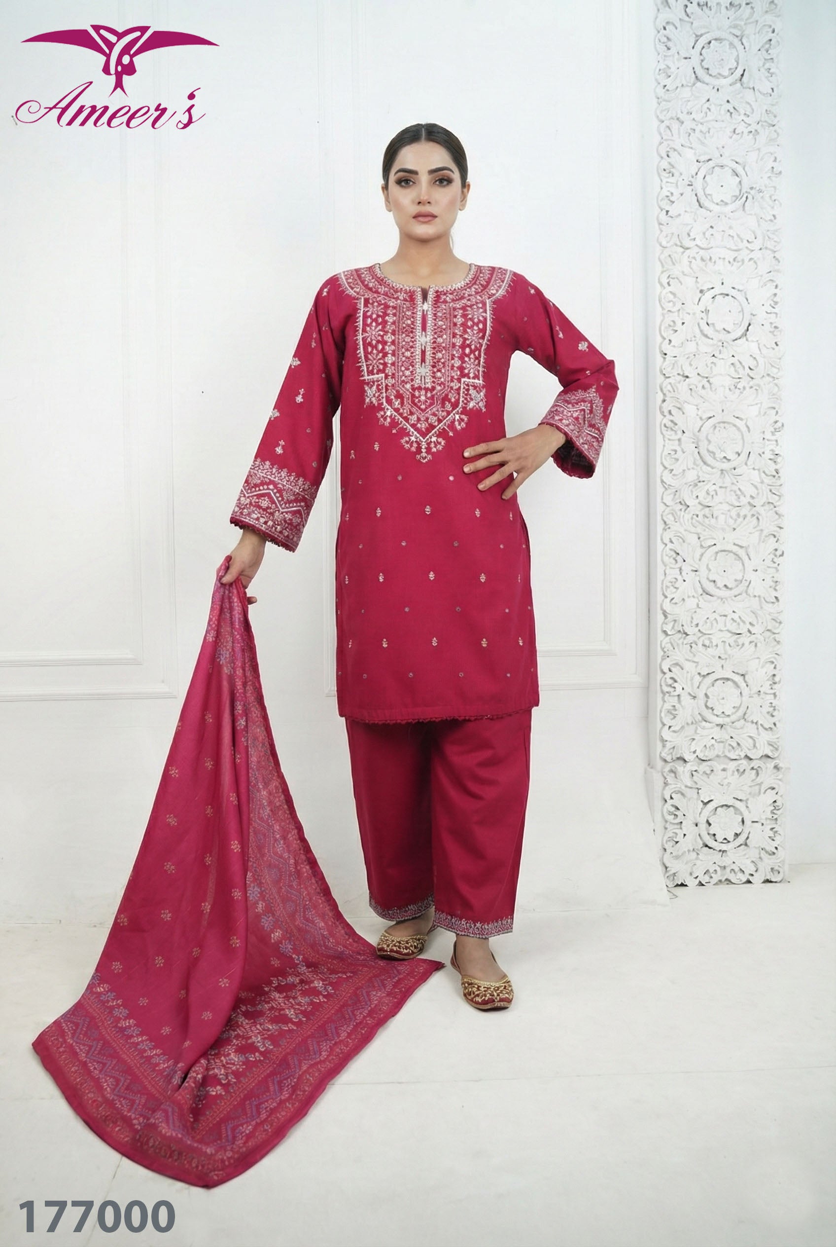 3 Piece - Embroidered Khaddar Suit || new collection 2026