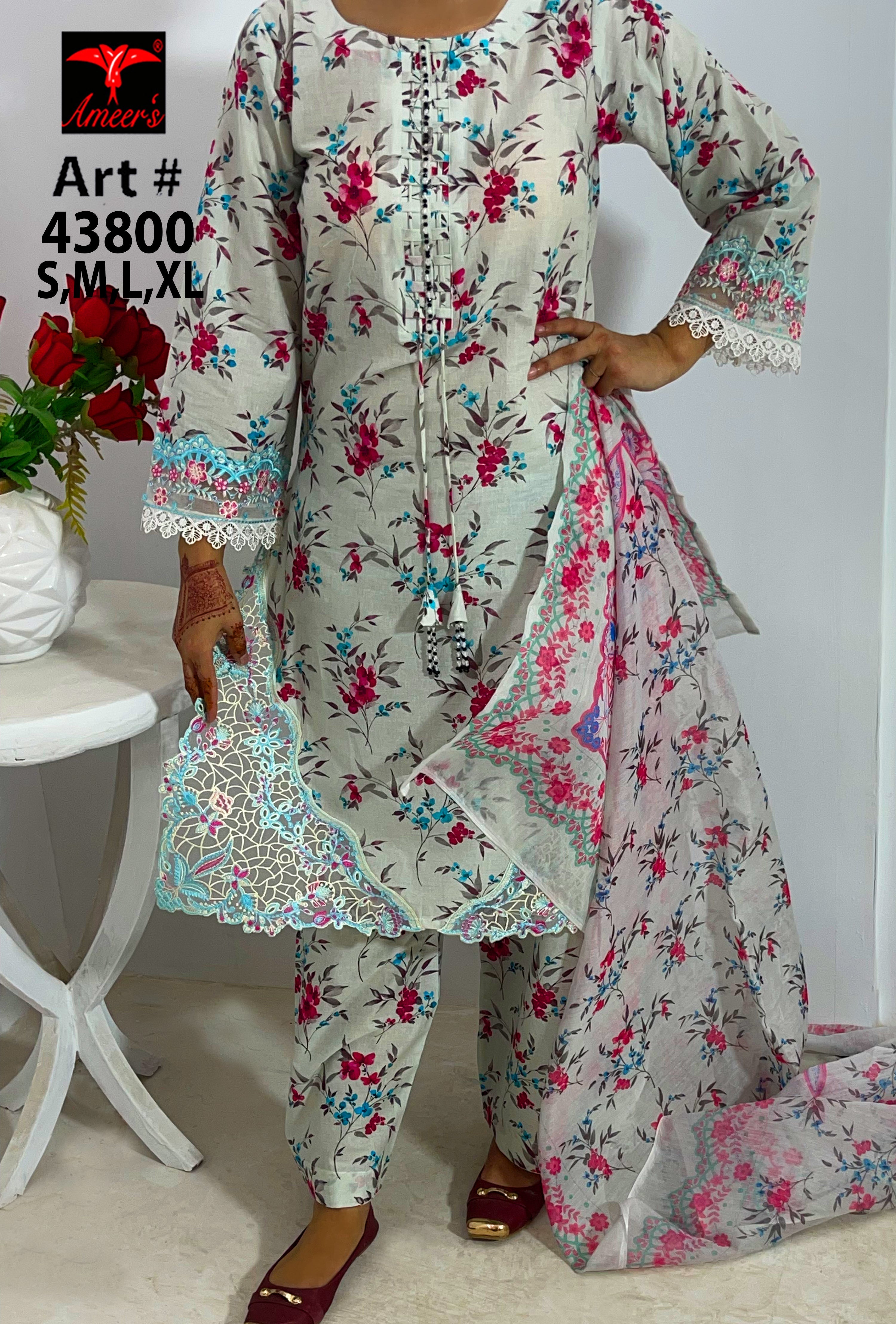 ROOHI floral print detail on premium lawn fabric