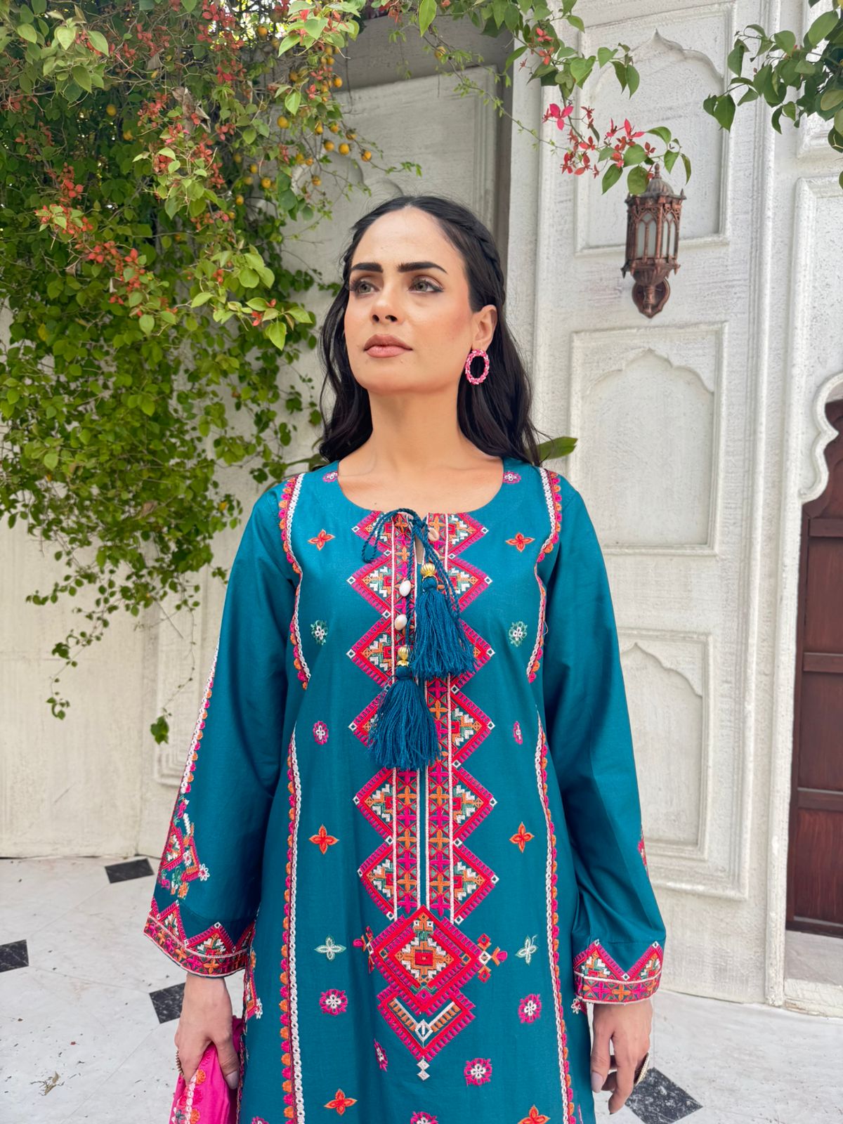 Elegant Black Embroidered 3PC Suit with Multicolor Detailing – Premium Festive Wear | Designed By AmeerSons #215000