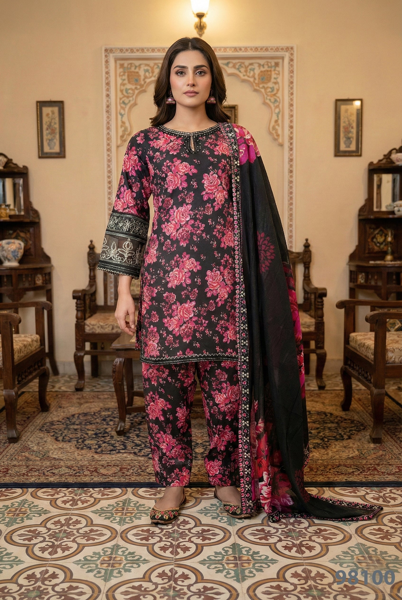 Elegant Printed 3PC Lawn Suit Collection | Designed By AmeerSons #98100 Ameer Sons