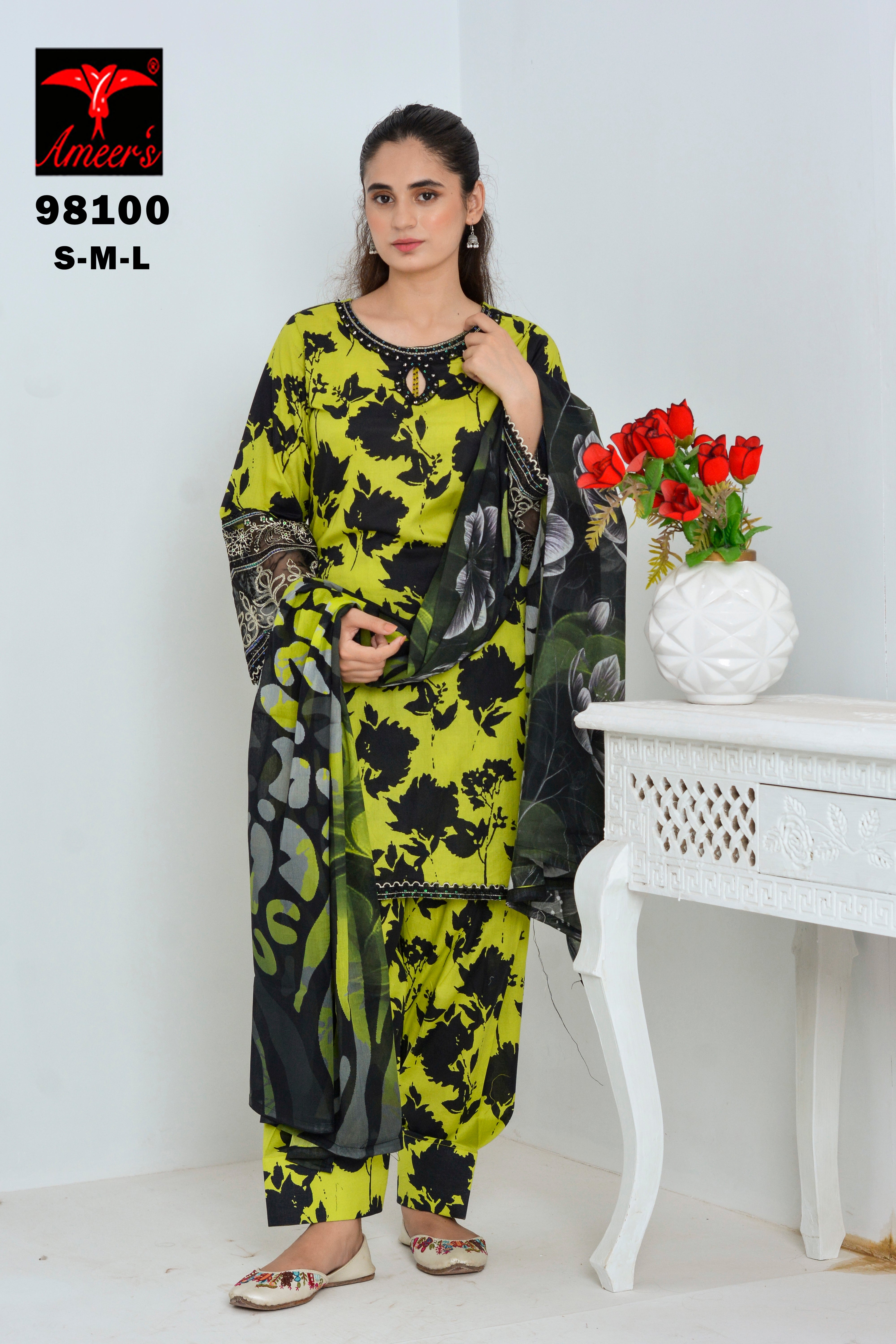 Elegant Printed 3PC Lawn Suit Collection | Designed By AmeerSons #98100 Ameer Sons