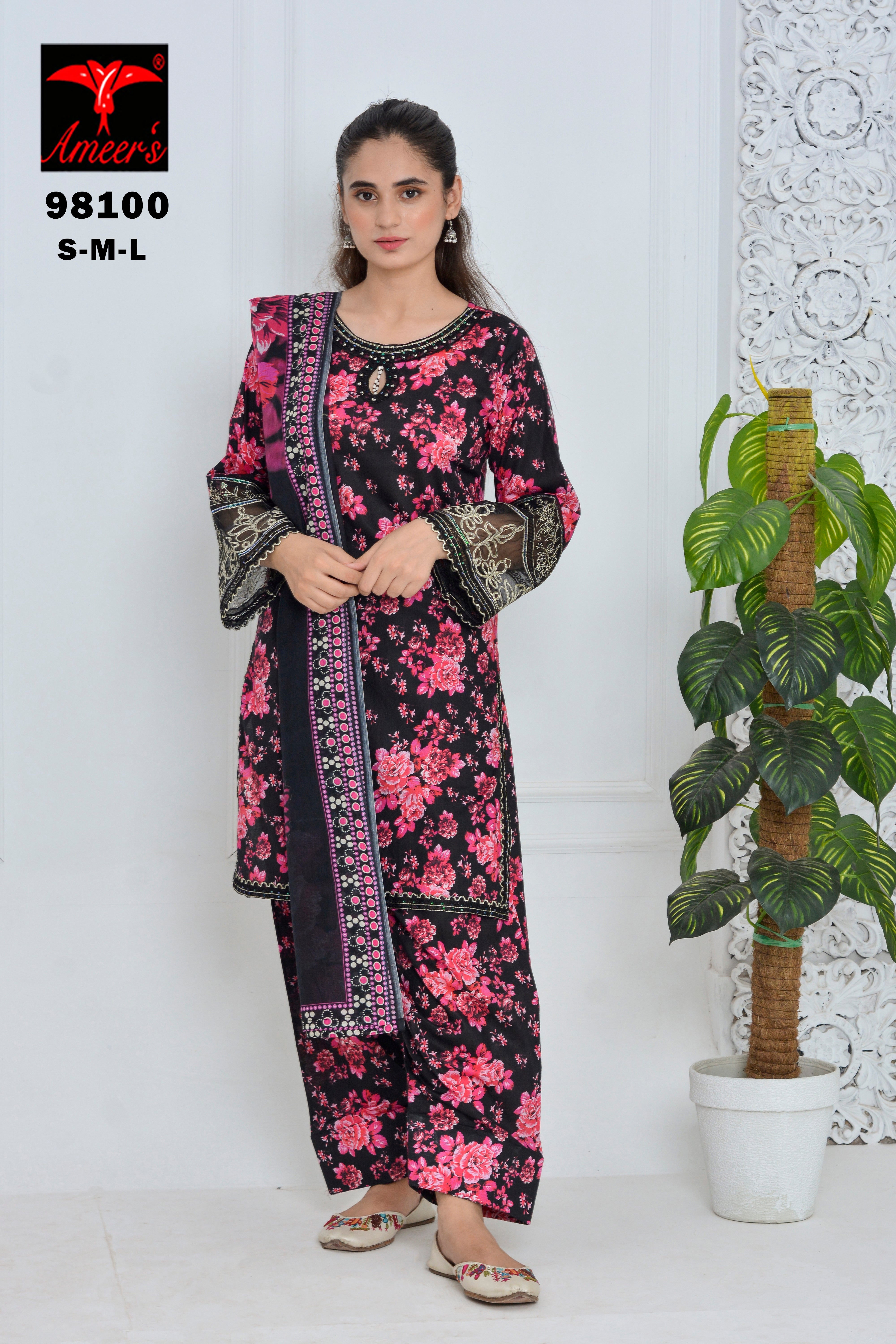 Elegant Printed 3PC Lawn Suit Collection | Designed By AmeerSons #98100 Ameer Sons