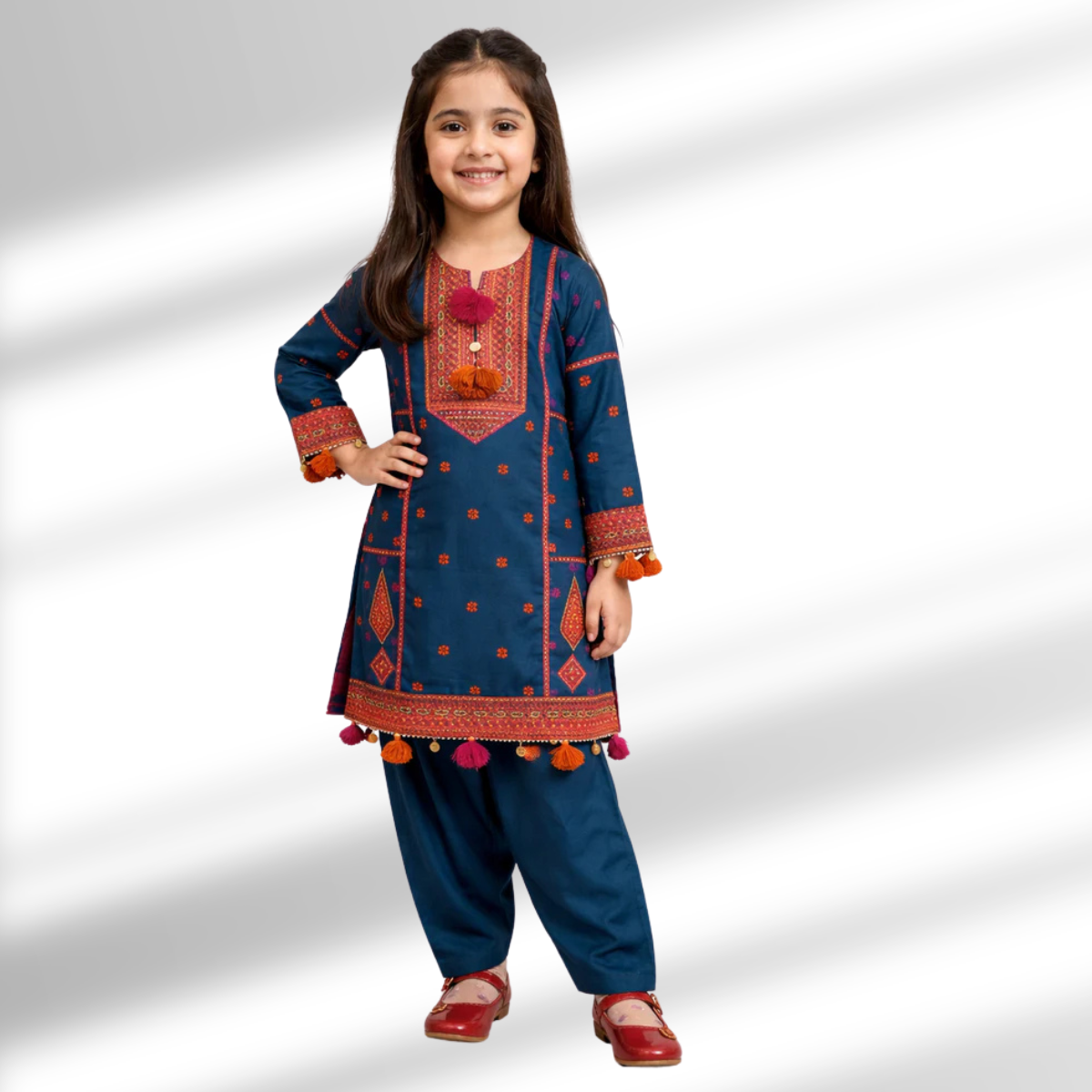 Girls Premium Embroidered Cotton Kurta Set – 100% Sada Cotton ART#231 Ameer Sons