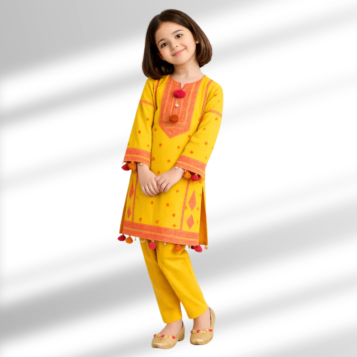 Girls Premium Embroidered Cotton Kurta Set – 100% Sada Cotton ART#231 Ameer Sons