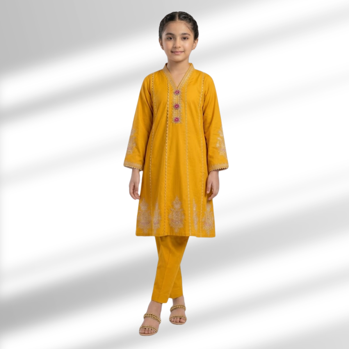 Elegant Teal Embroidered Girls Kurti Set – 2PC Premium Lawn Outfit | Designed by AmeerSons ART#242 Ameer Sons