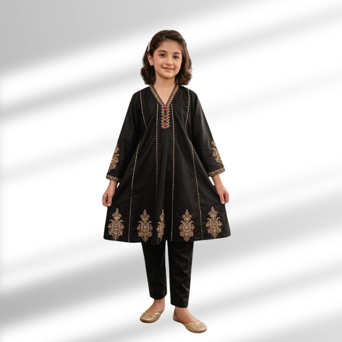 Elegant Teal Embroidered Girls Kurti Set – 2PC Premium Lawn Outfit | Designed by AmeerSons ART#242 Ameer Sons