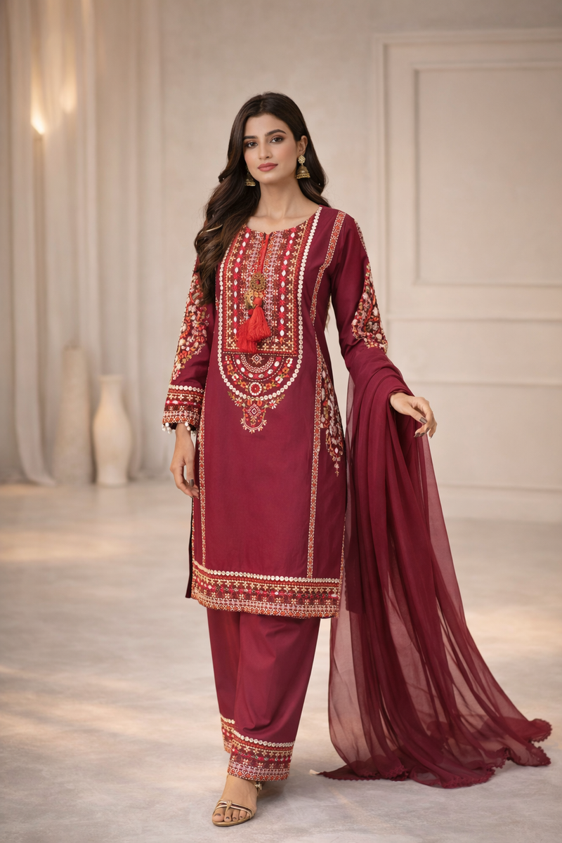 Embroidered 3-Piece Lawn Suit – Summer Collection ART #196000 Ameer Sons