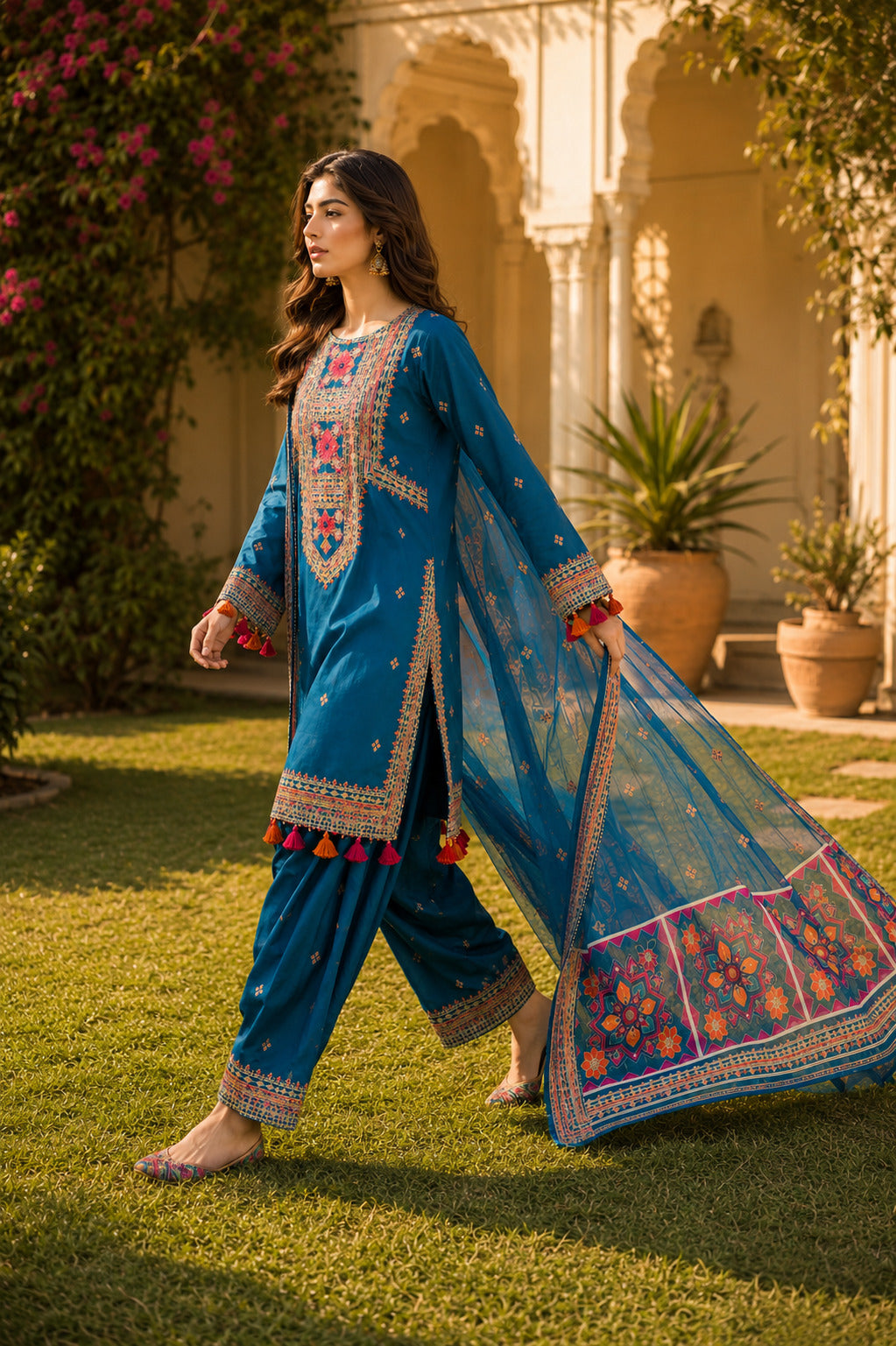 NAQSH – Premium Embroidered 3 Piece Lawn Suit with Printed Dupatta | Ameer Sons Pakistan-AS-185000