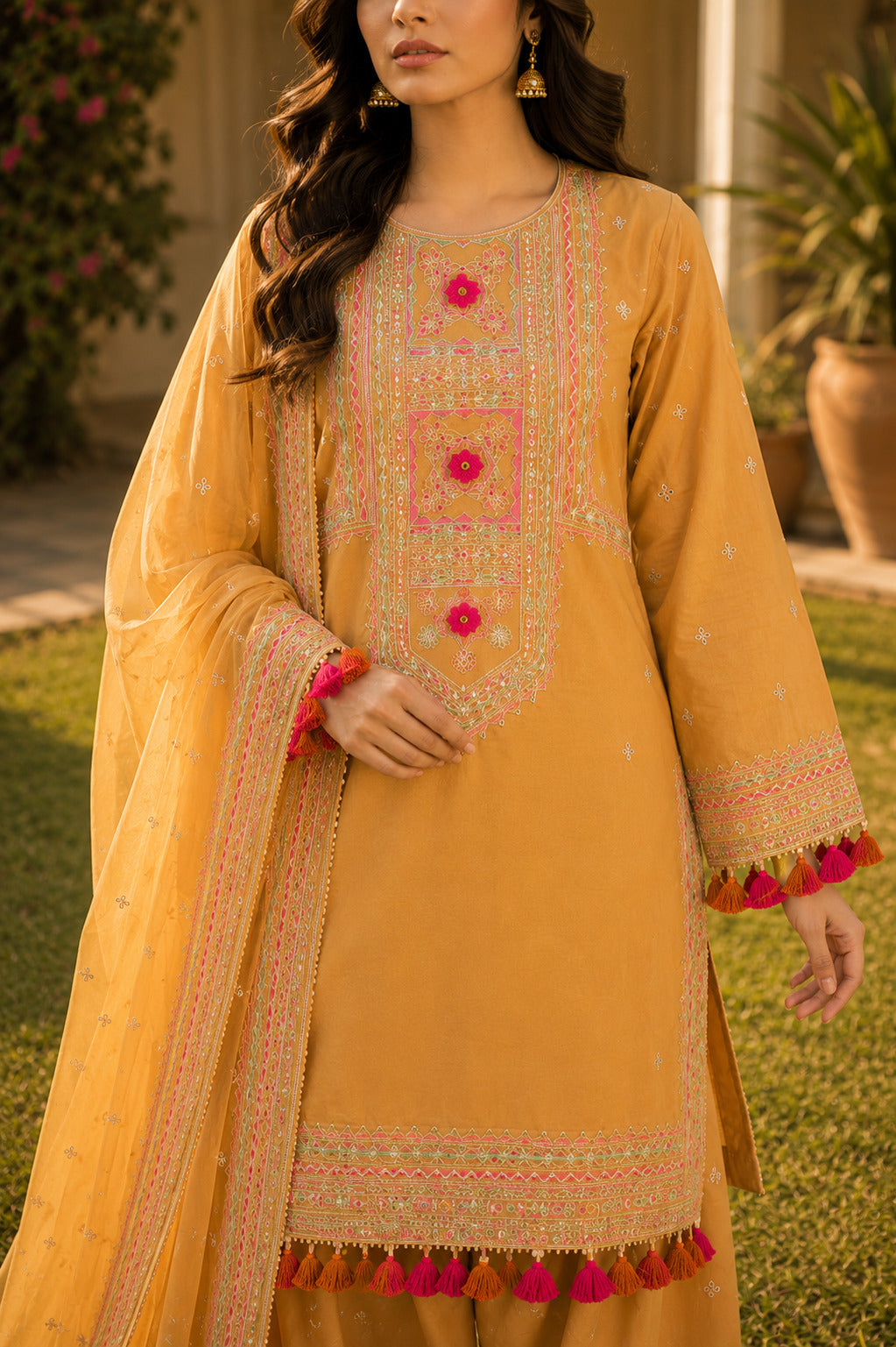 NAQSH – Premium Embroidered 3 Piece Lawn Suit with Printed Dupatta | Ameer Sons Pakistan-AS-185000