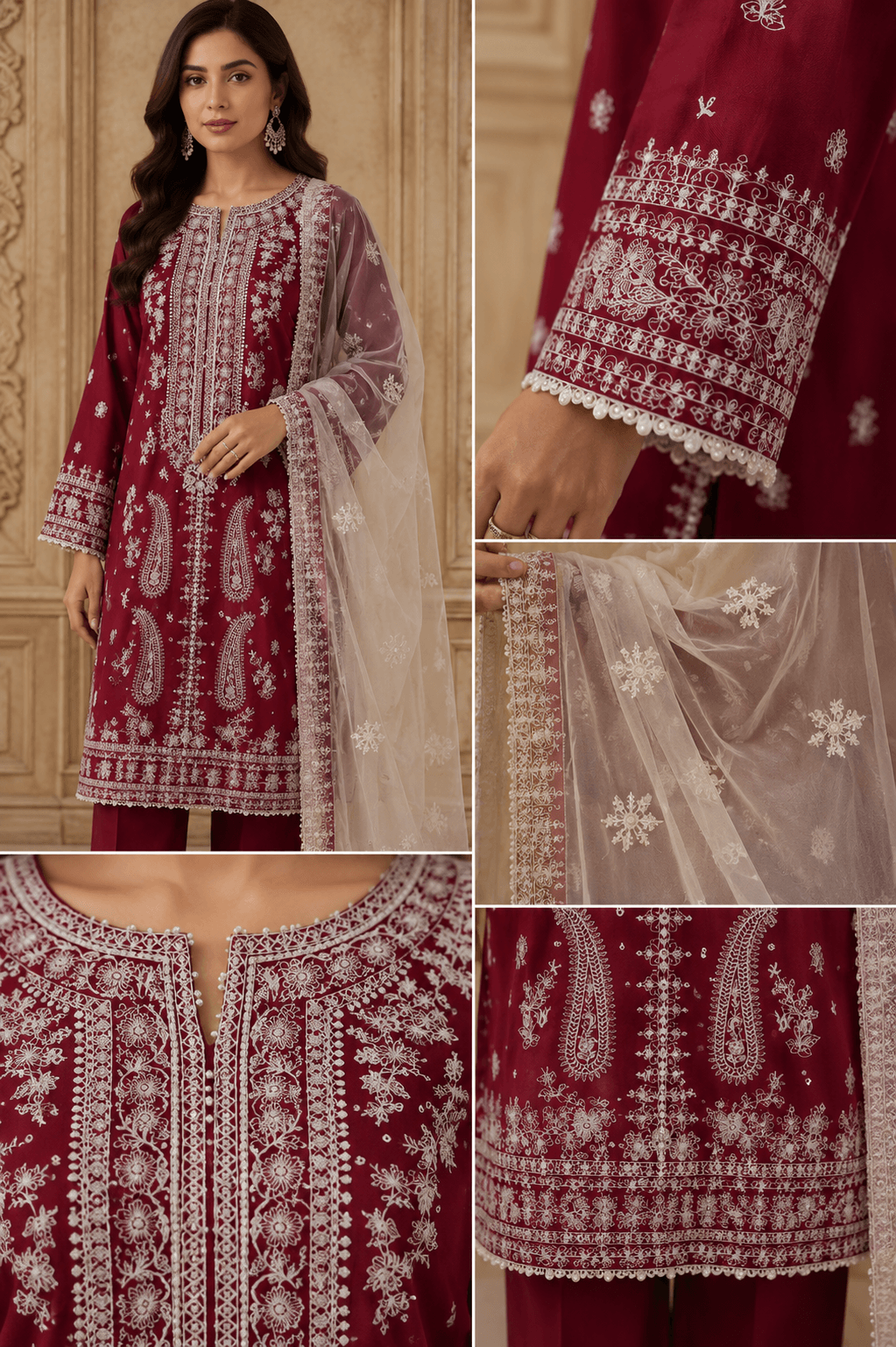 SIAYARA red embroidery detail close up