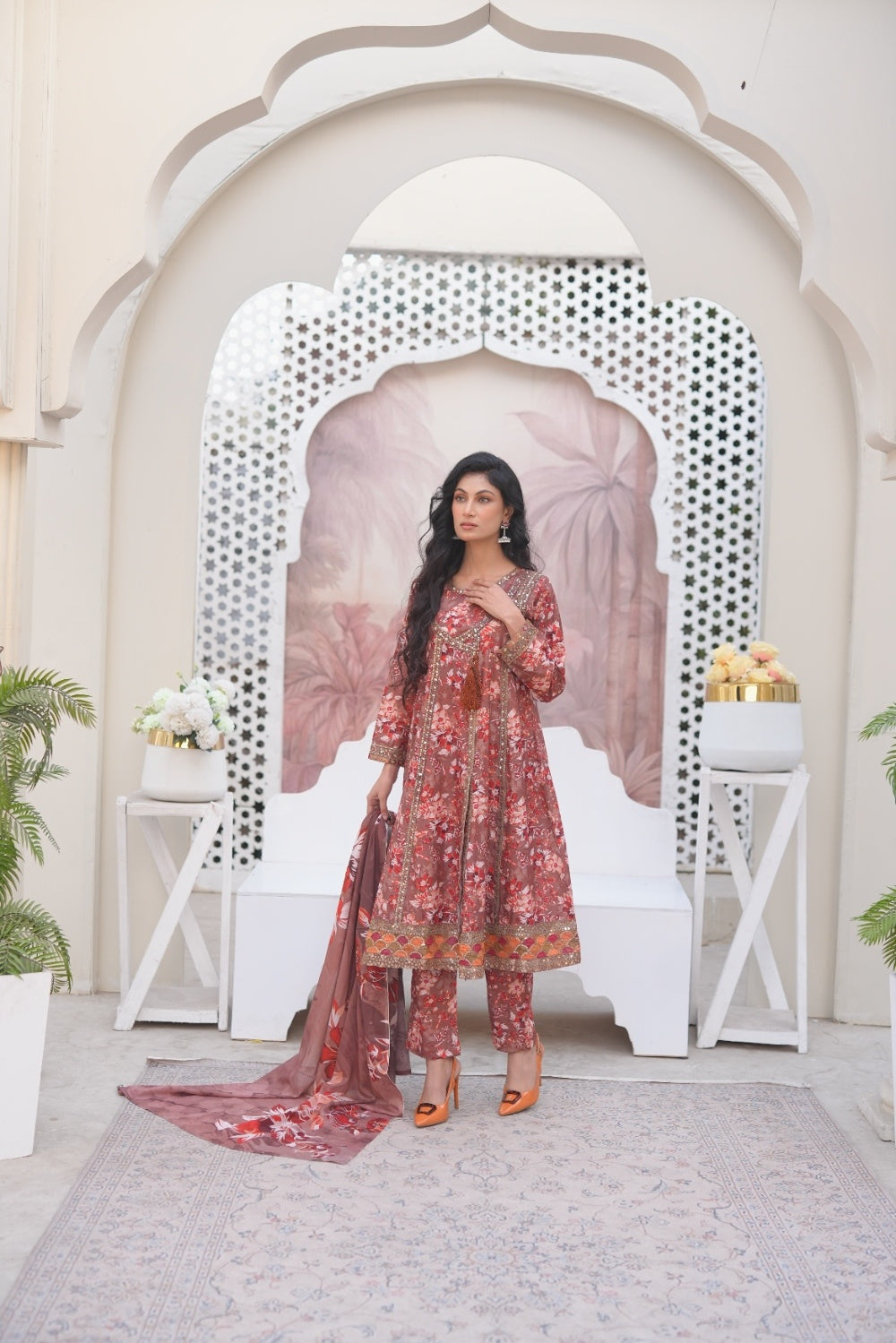 New Three Piece Digital Print Frock By Ameersons