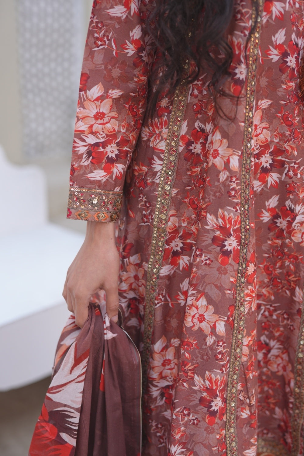 New Three Piece Digital Print Frock By Ameersons