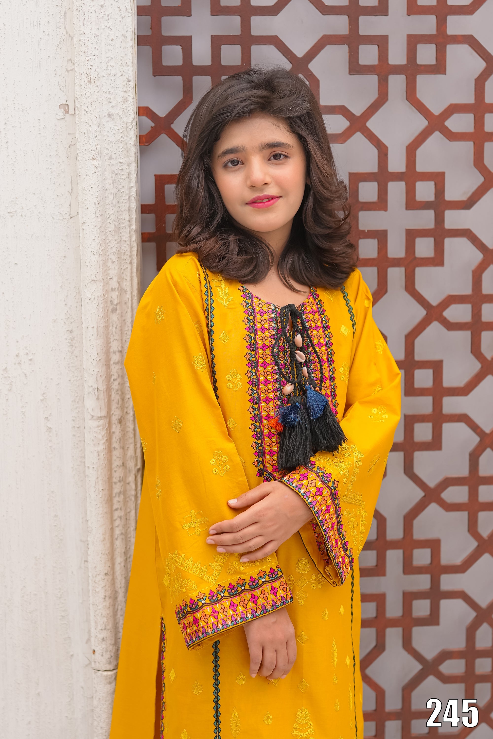 Cute Black Embroidered Kids 2PC Suit with Tassel Detail – Ethnic Festive Wear | Designed By AmeerSons #245 Ameer Sons