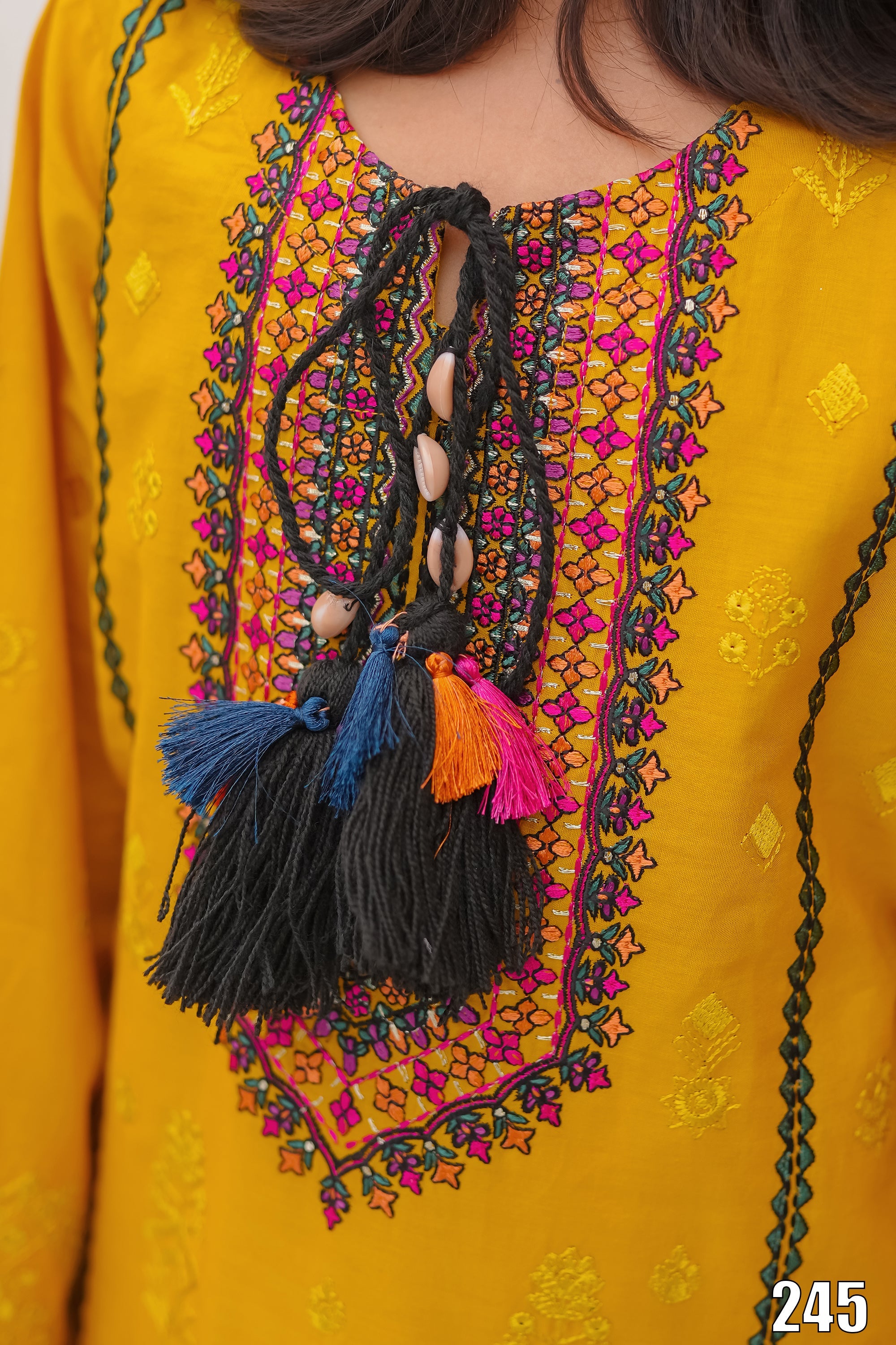 Cute Black Embroidered Kids 2PC Suit with Tassel Detail – Ethnic Festive Wear | Designed By AmeerSons #245 Ameer Sons