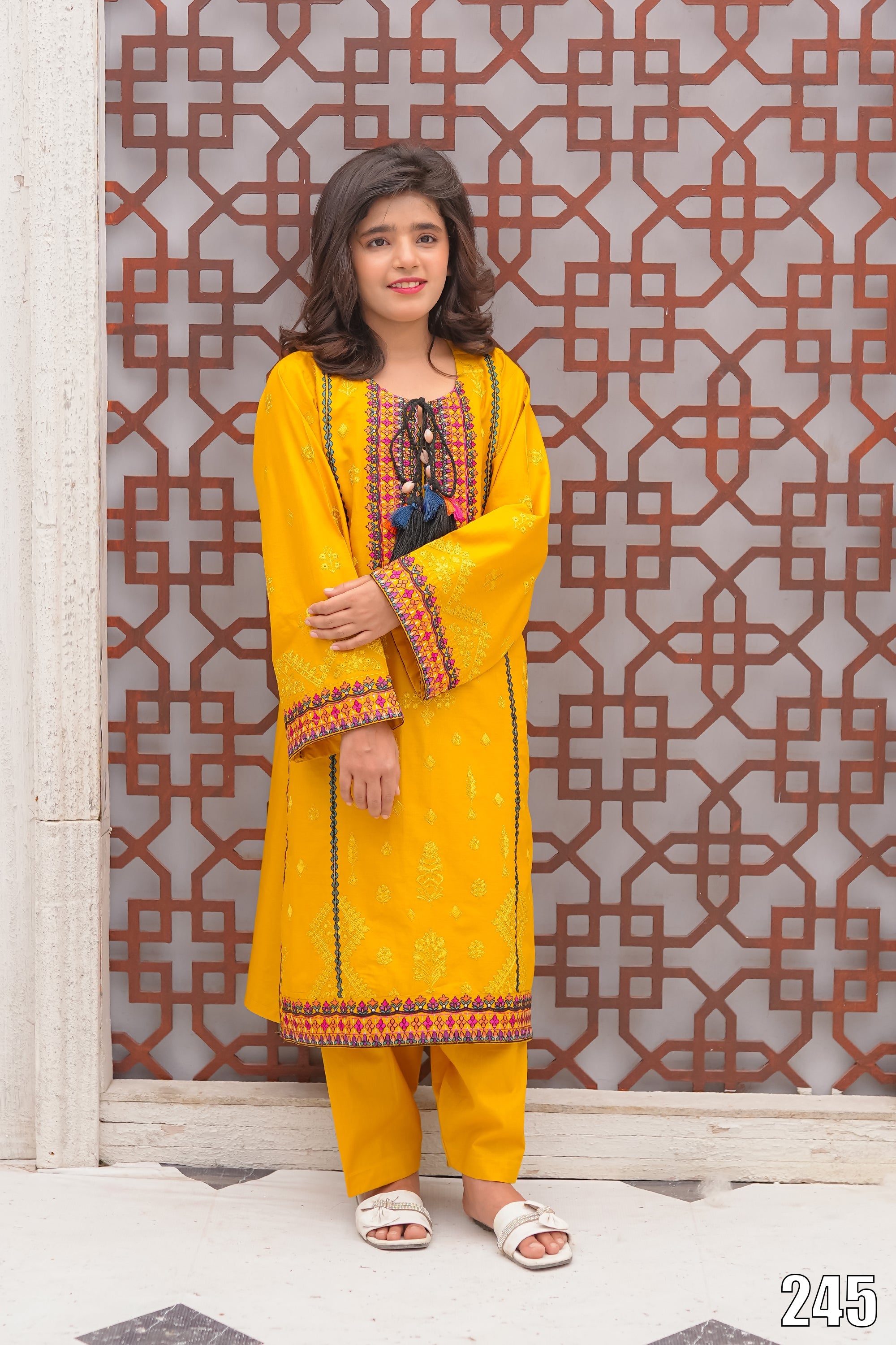 Cute Black Embroidered Kids 2PC Suit with Tassel Detail – Ethnic Festive Wear | Designed By AmeerSons #245 Ameer Sons
