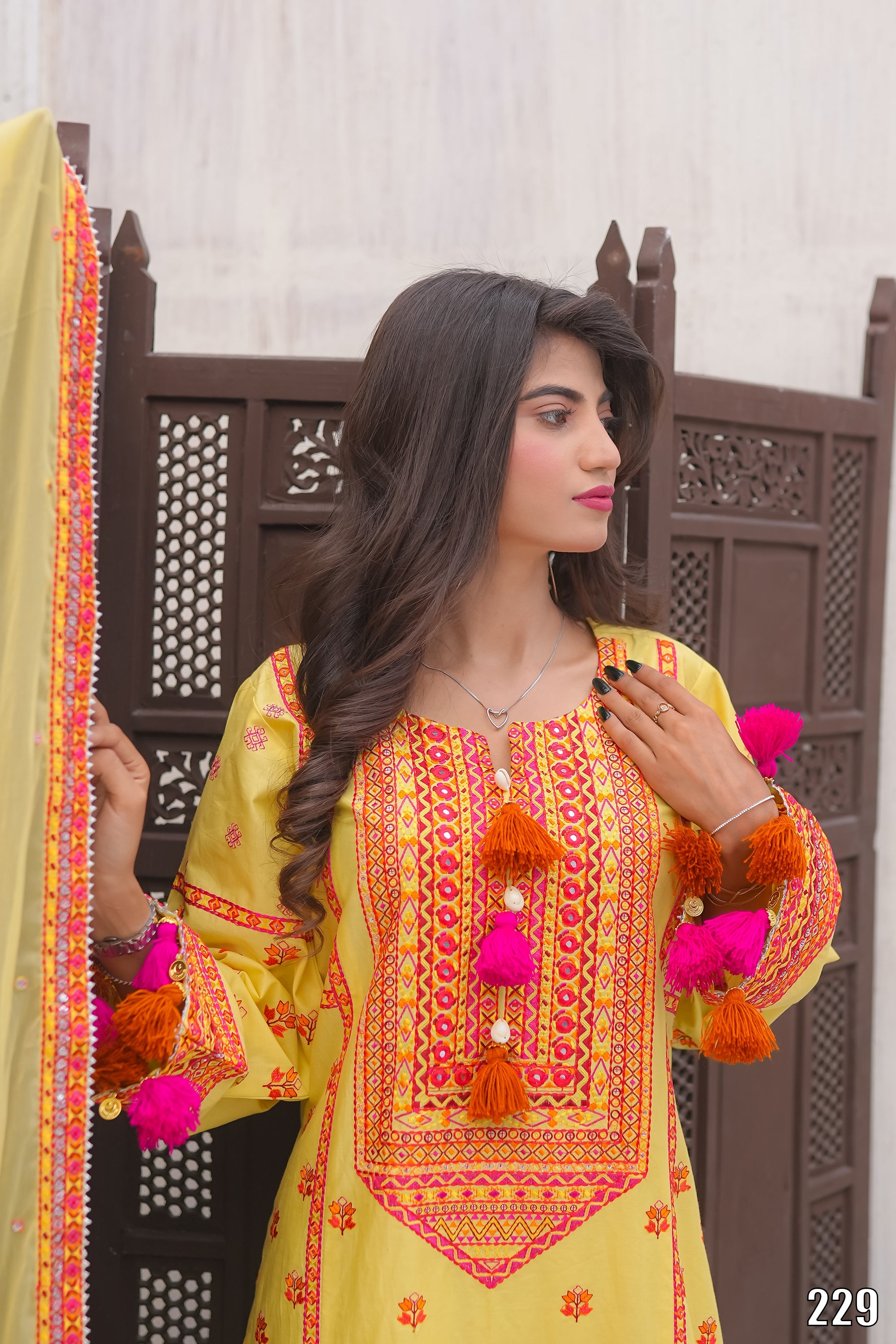 Elegant Embroidered 3PC Lawn Suit with Tassel Details – Festive Collection | Desined By AmeerSons #229 Ameer Sons