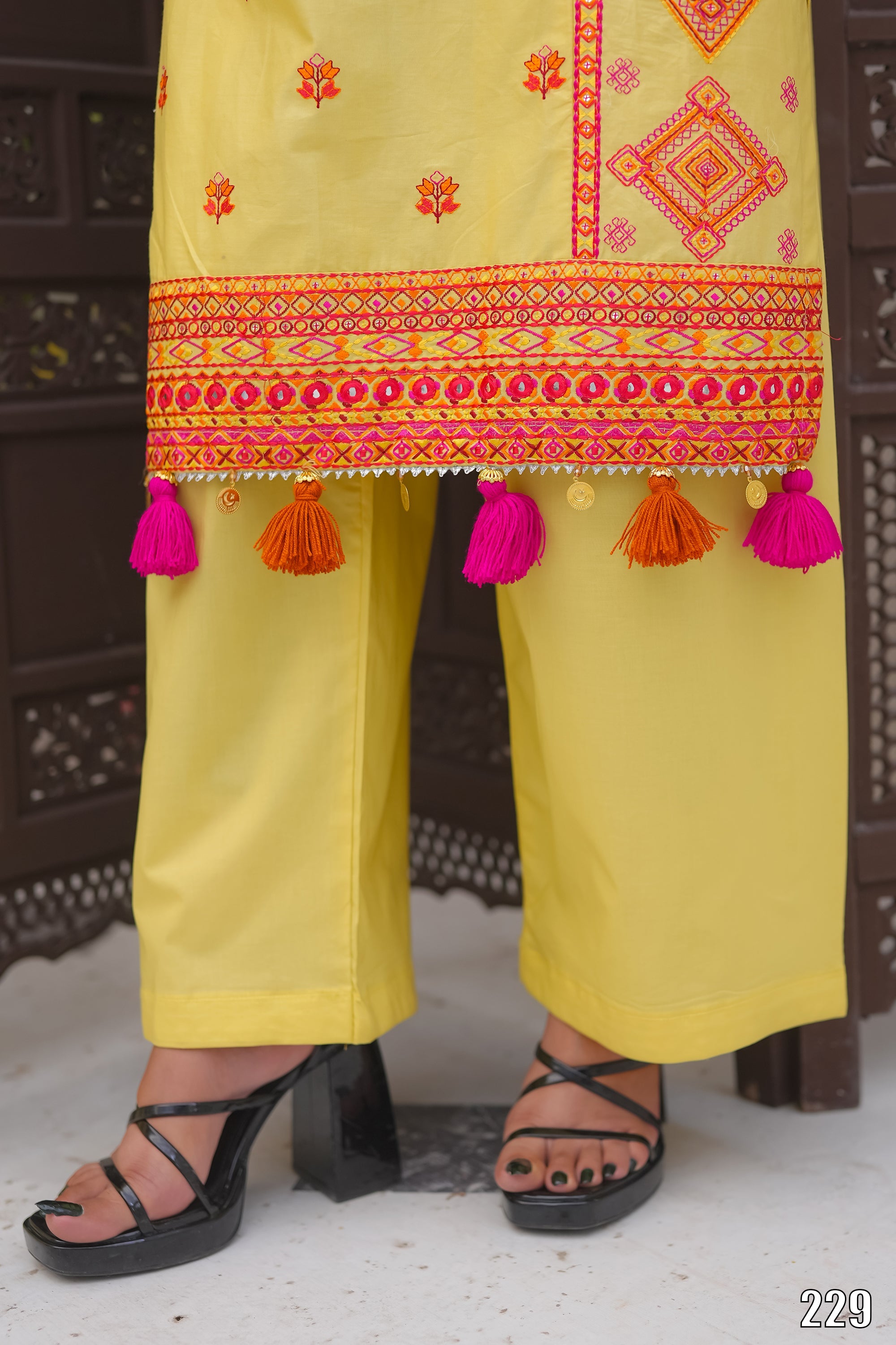 Elegant Embroidered 3PC Lawn Suit with Tassel Details – Festive Collection | Desined By AmeerSons #229 Ameer Sons