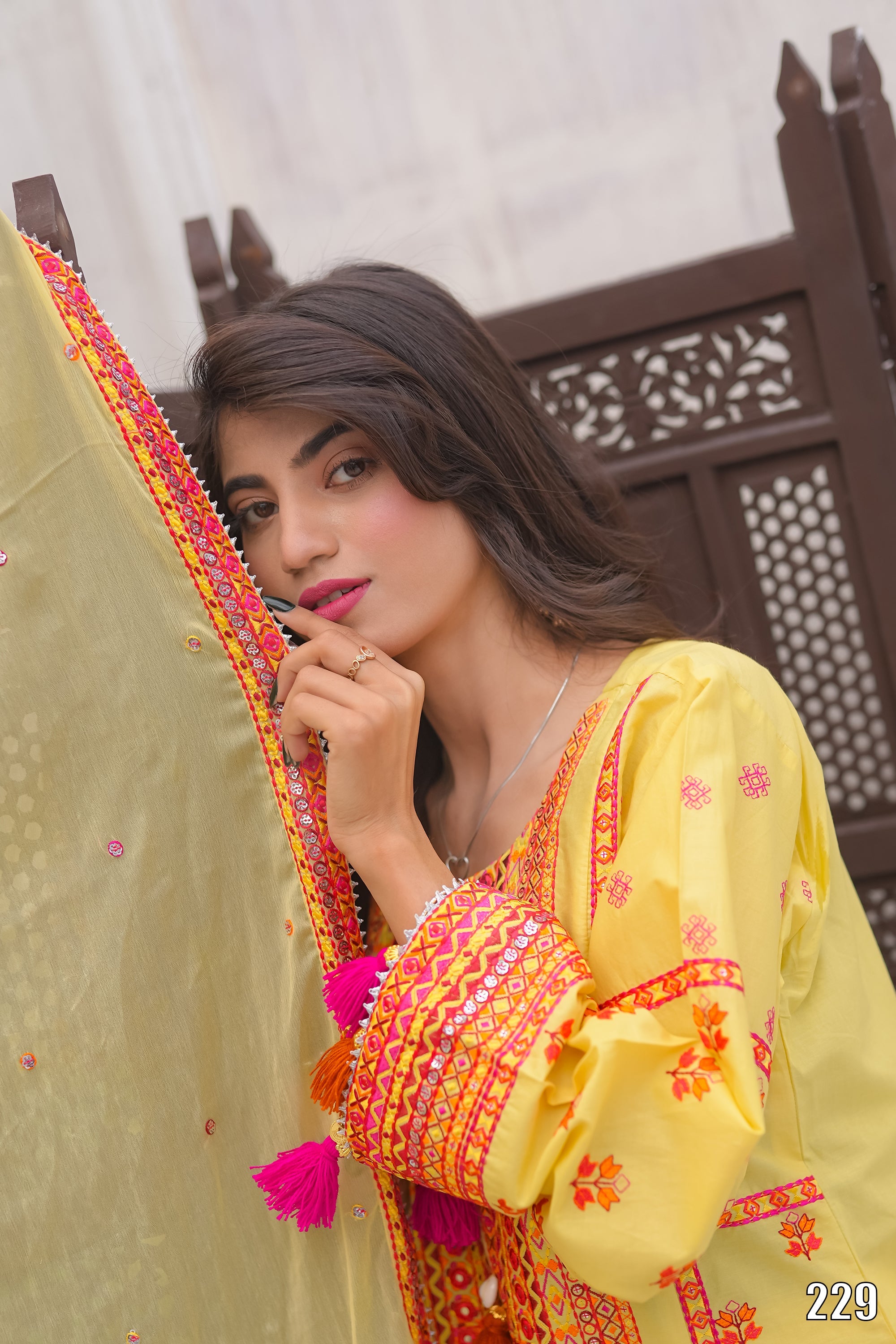 Elegant Embroidered 3PC Lawn Suit with Tassel Details – Festive Collection | Desined By AmeerSons #229 Ameer Sons