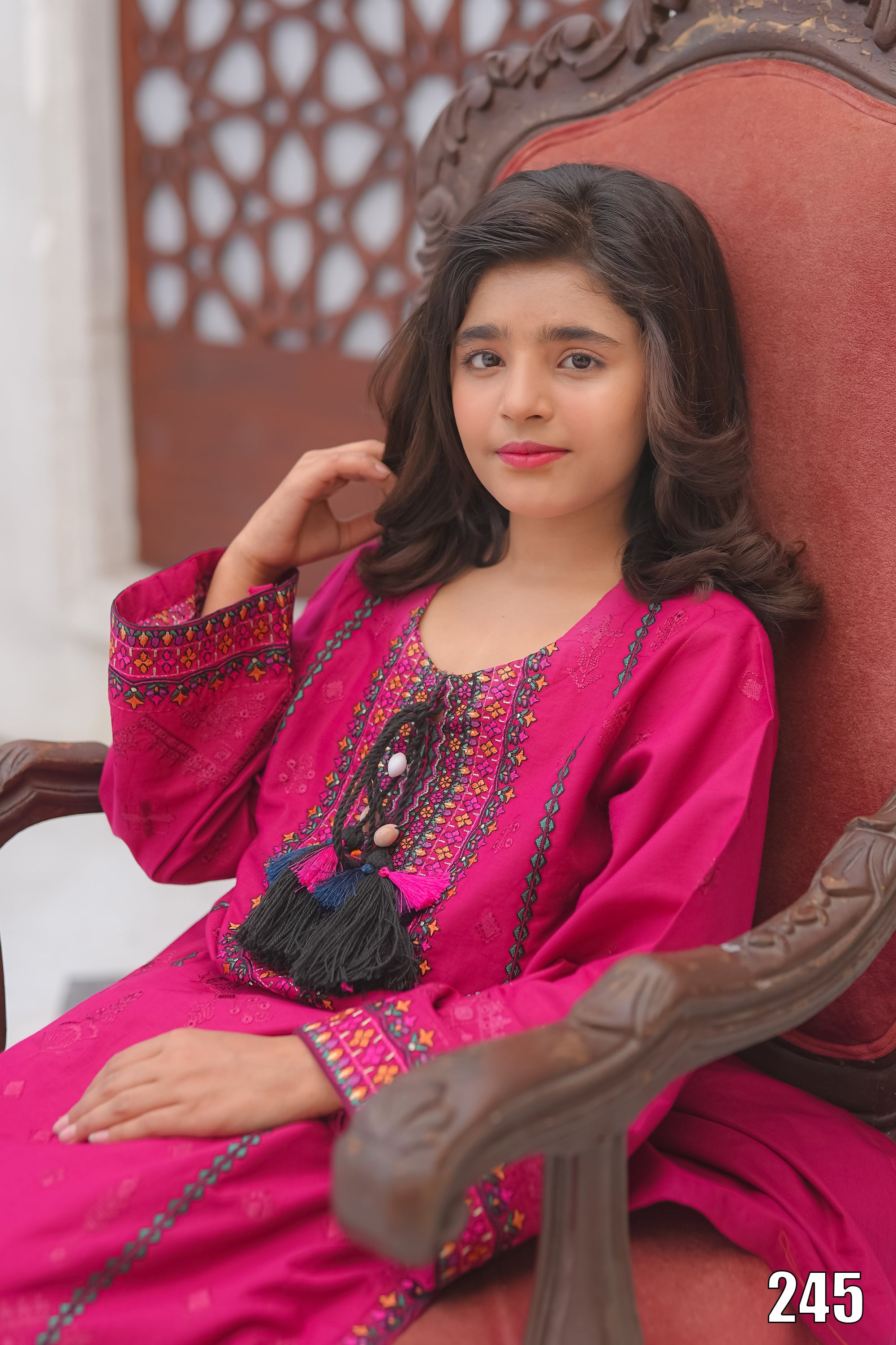 Cute Black Embroidered Kids 2PC Suit with Tassel Detail – Ethnic Festive Wear | Designed By AmeerSons #245 Ameer Sons