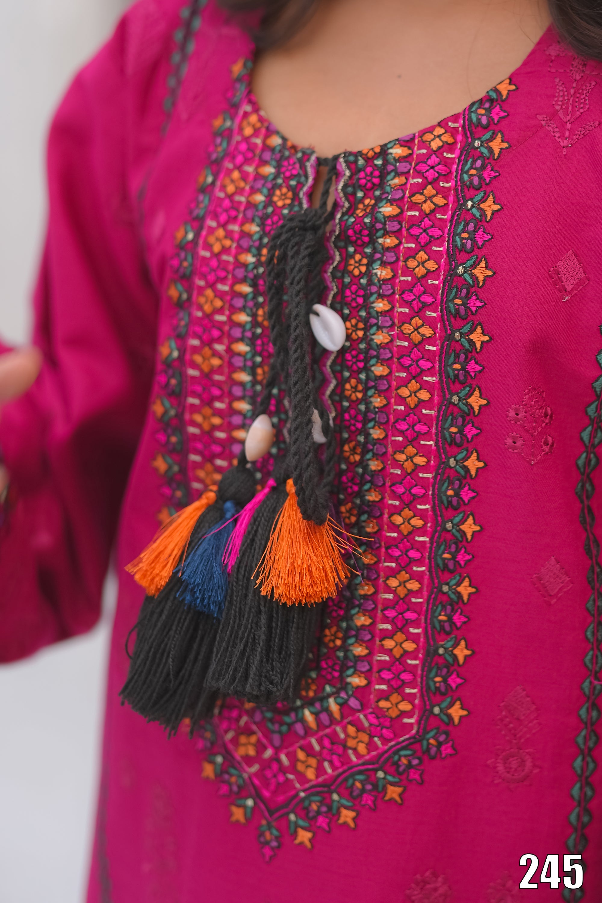 Cute Black Embroidered Kids 2PC Suit with Tassel Detail – Ethnic Festive Wear | Designed By AmeerSons #245 Ameer Sons