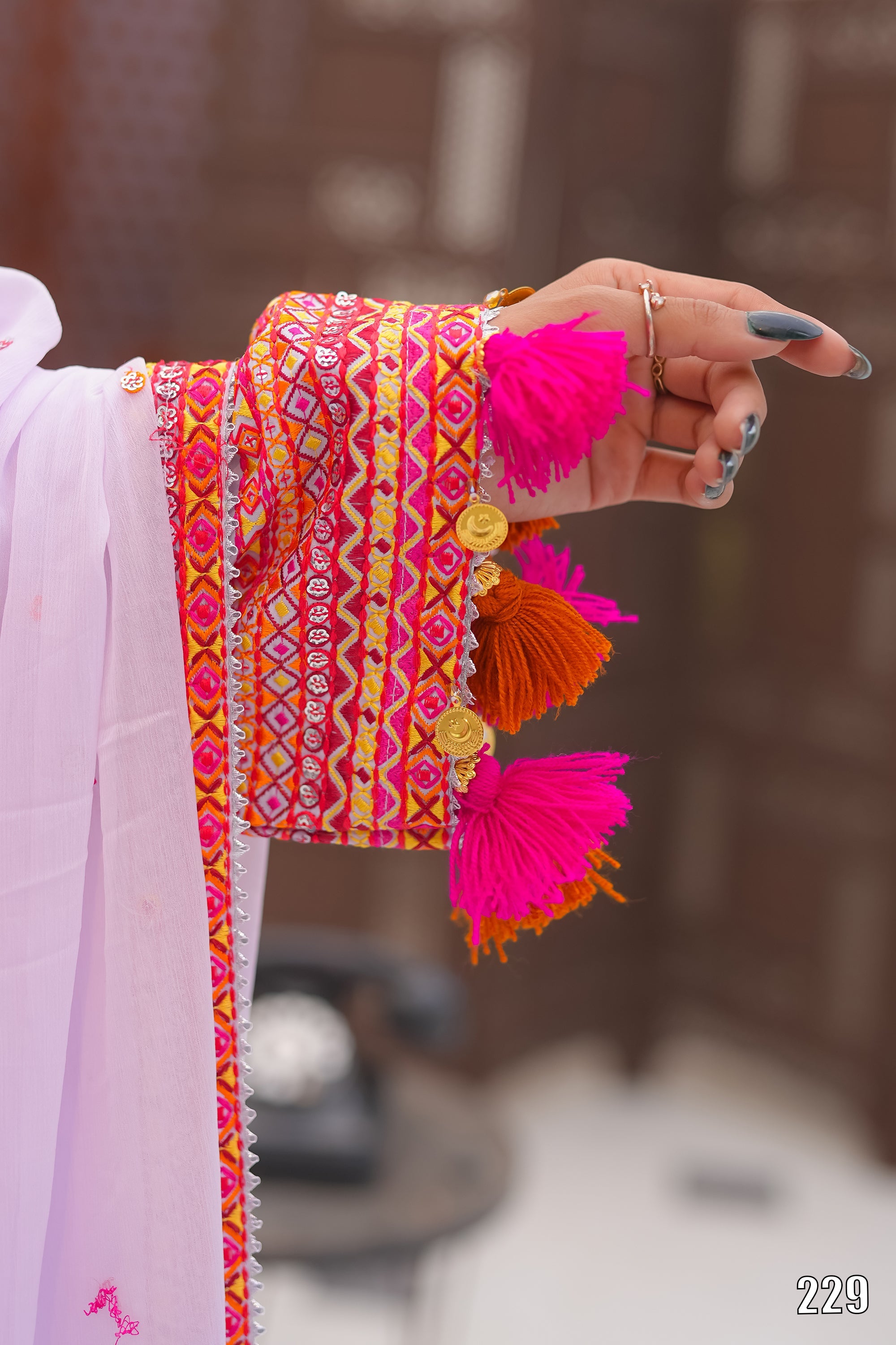 Elegant Embroidered 3PC Lawn Suit with Tassel Details – Festive Collection | Desined By AmeerSons #229 Ameer Sons