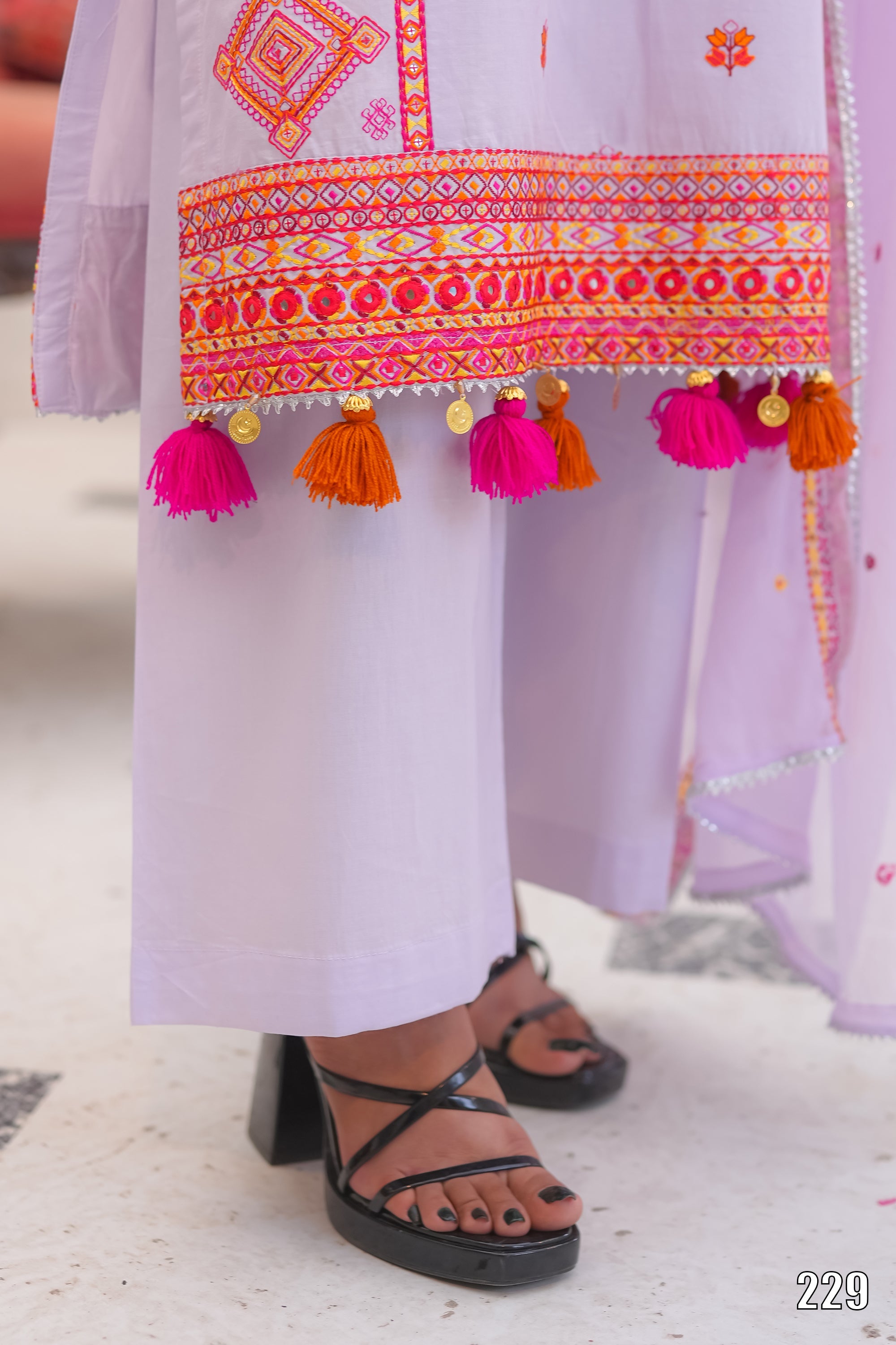 Elegant Embroidered 3PC Lawn Suit with Tassel Details – Festive Collection | Desined By AmeerSons #229 Ameer Sons