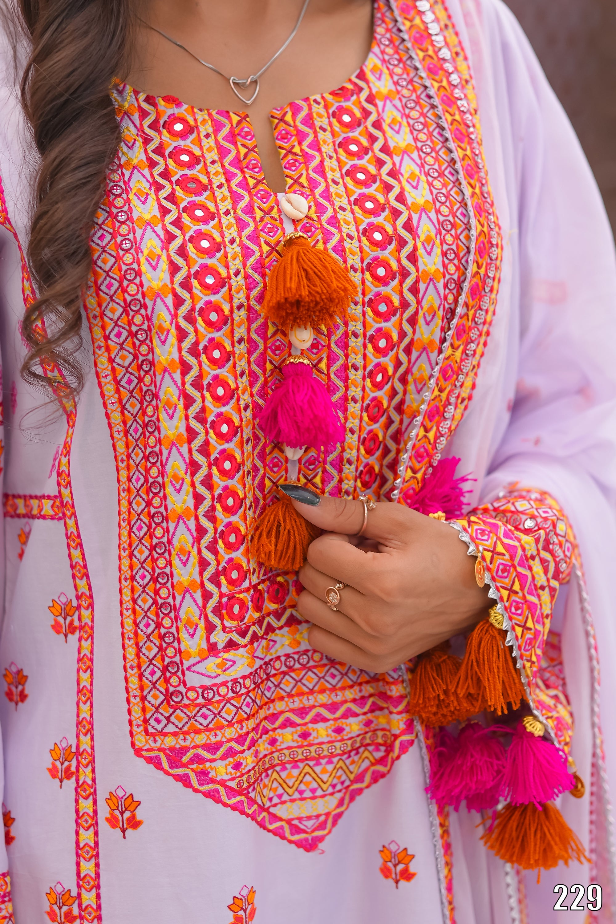 Elegant Embroidered 3PC Lawn Suit with Tassel Details – Festive Collection | Desined By AmeerSons #229 Ameer Sons