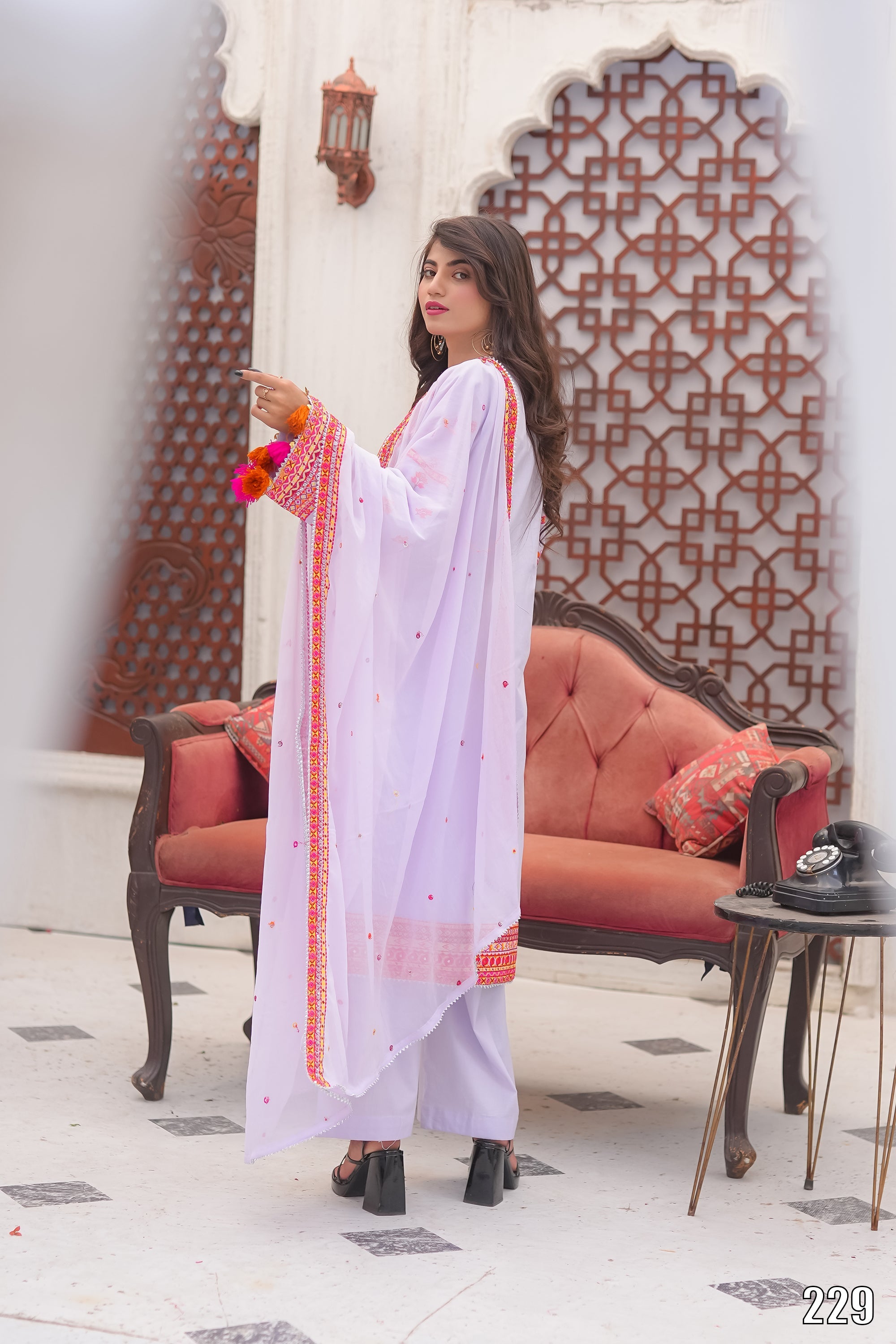 Elegant Embroidered 3PC Lawn Suit with Tassel Details – Festive Collection | Desined By AmeerSons #229 Ameer Sons