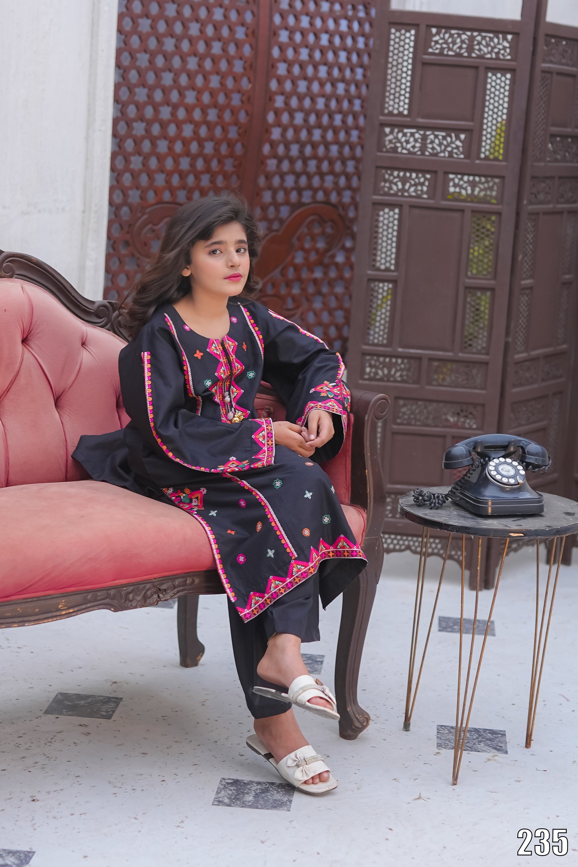 Elegant Embroidered Kids 2PC Suit with Tassel Detail – Festive Collection | Designed By AmeerSons  #235 Ameer Sons