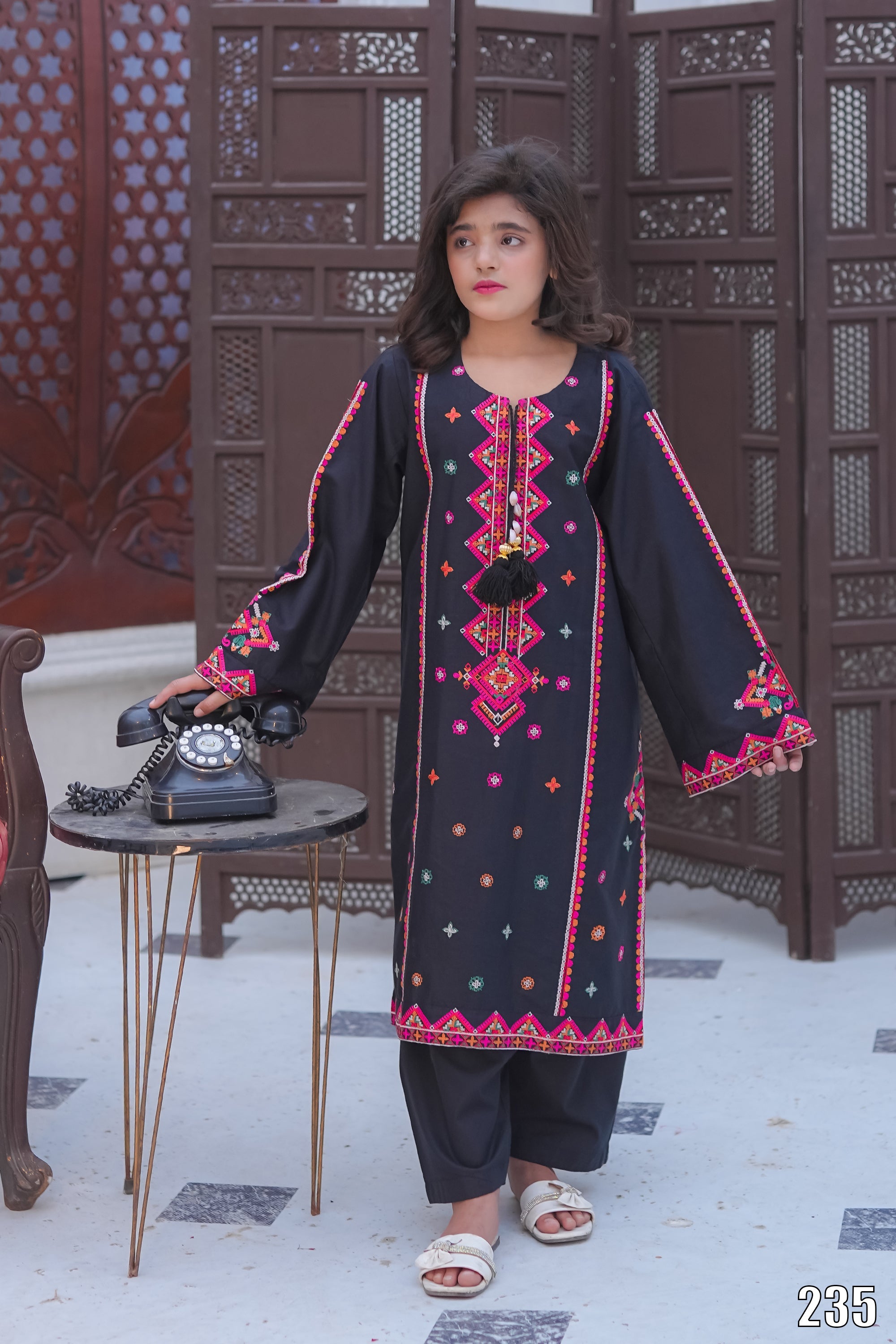 Elegant Embroidered Kids 2PC Suit with Tassel Detail – Festive Collection | Designed By AmeerSons  #235 Ameer Sons