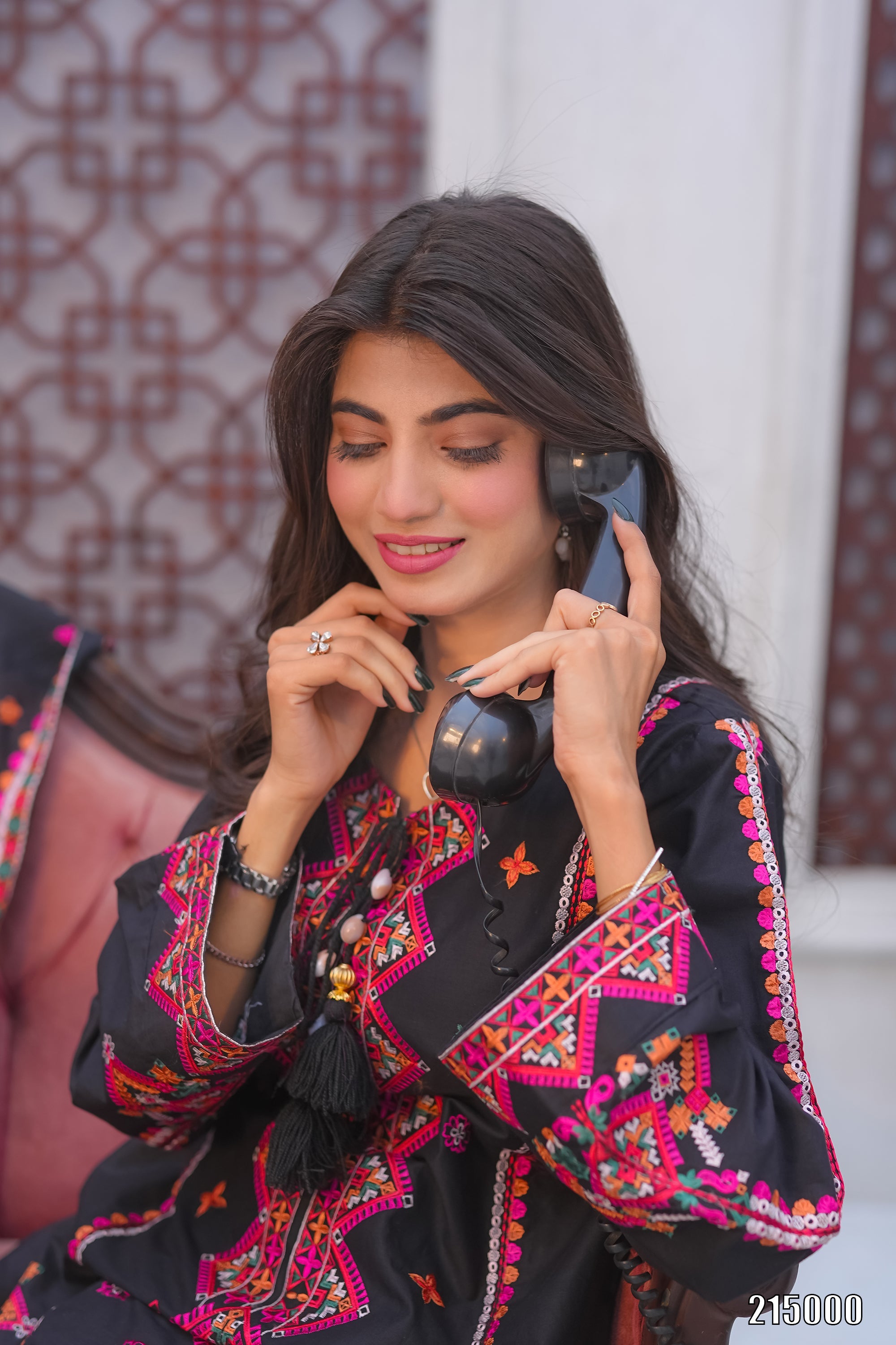 Elegant Black Embroidered 3PC Suit with Multicolor Detailing – Premium Festive Wear | Designed By AmeerSons #215000 Ameer Sons