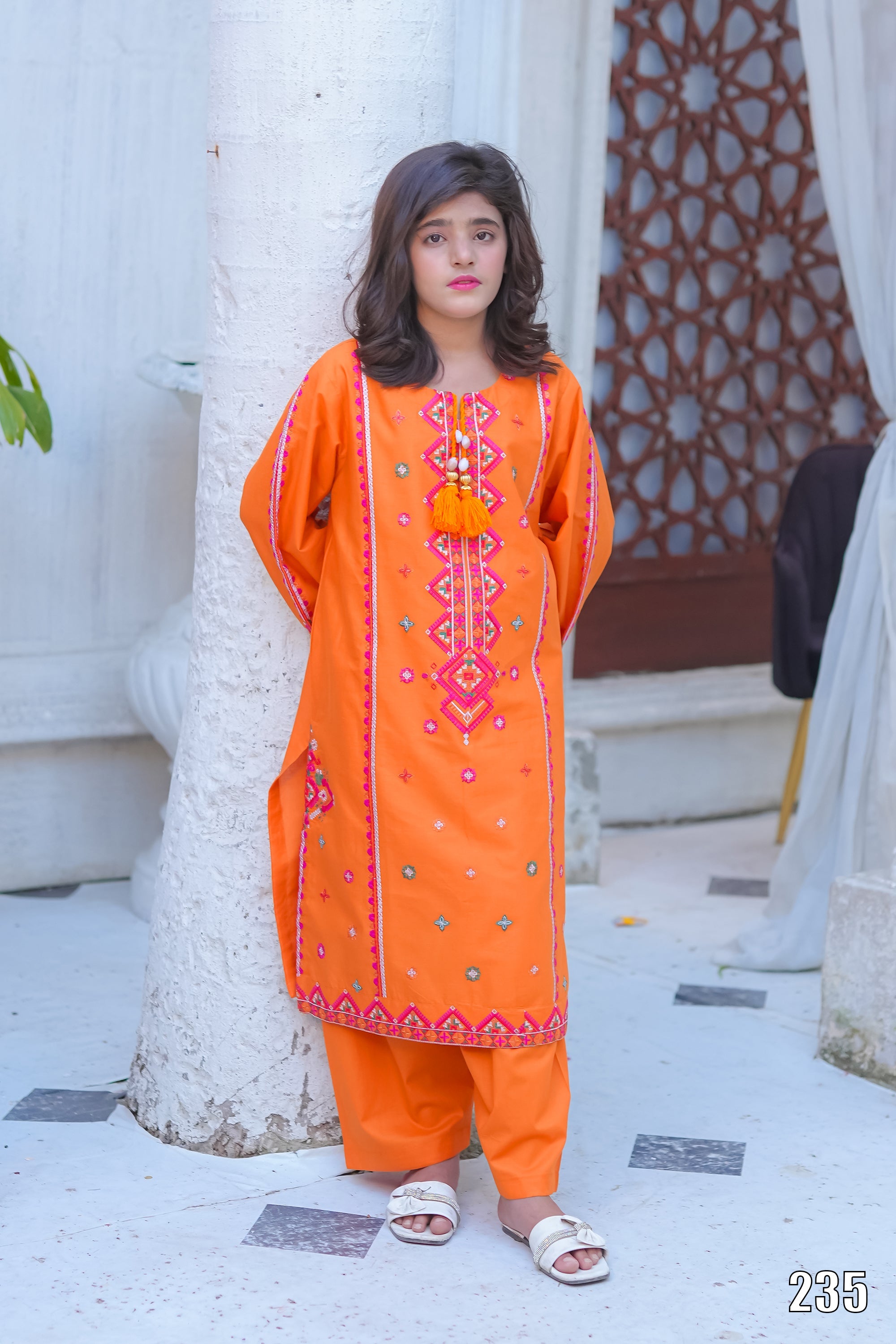 Elegant Embroidered Kids 2PC Suit with Tassel Detail – Festive Collection | Designed By AmeerSons  #235 Ameer Sons