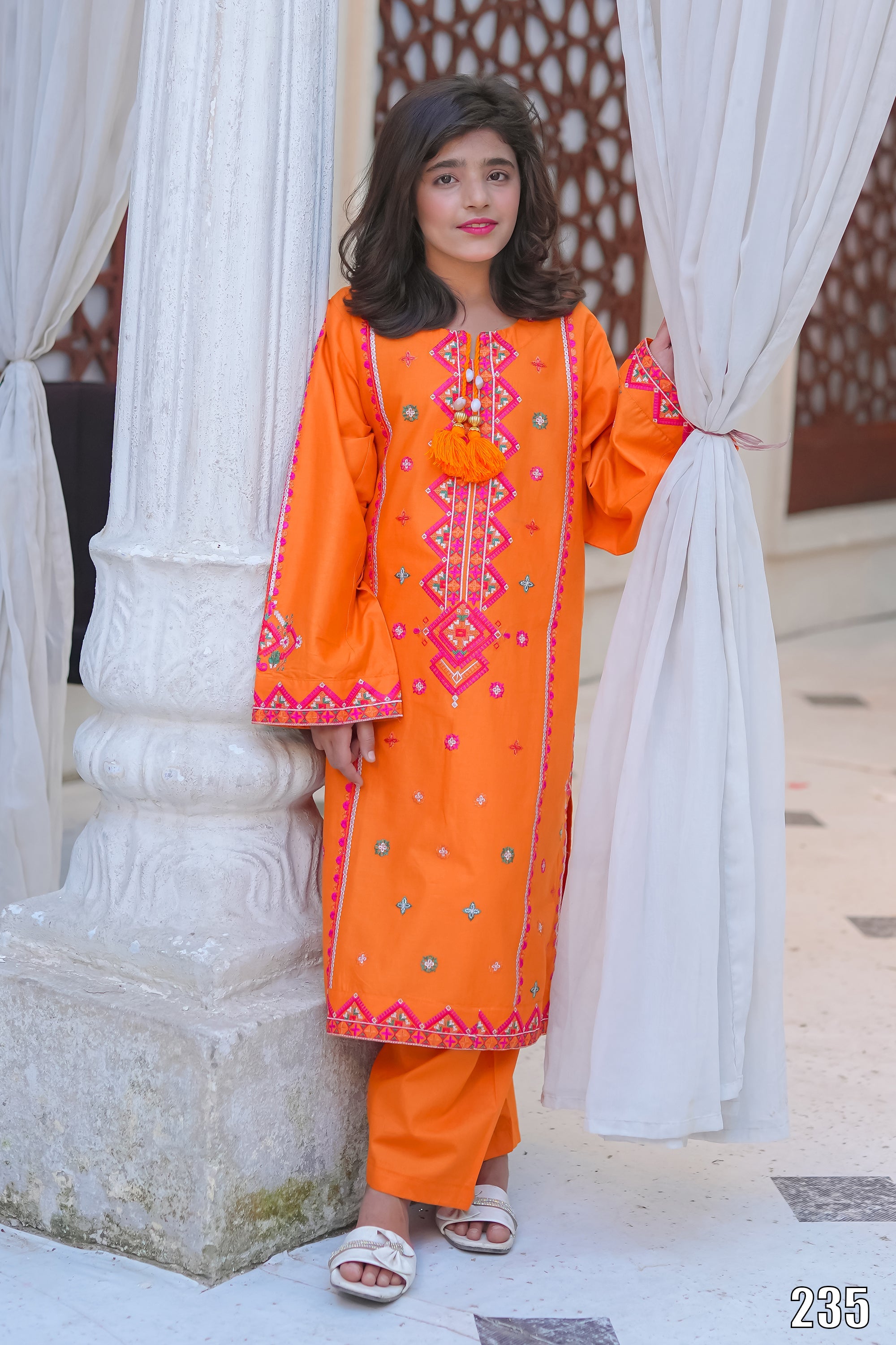 Elegant Embroidered Kids 2PC Suit with Tassel Detail – Festive Collection | Designed By AmeerSons  #235 Ameer Sons