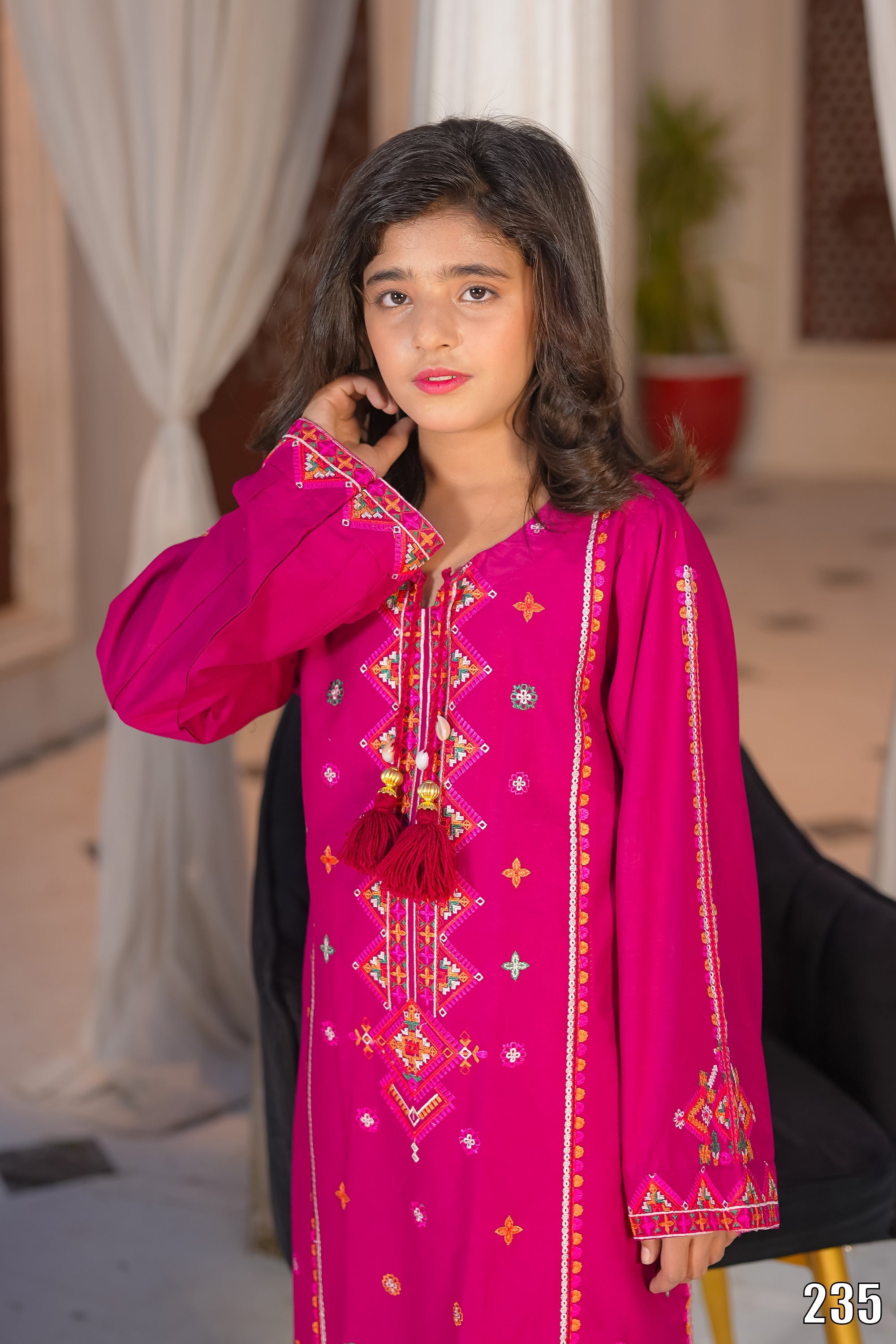 Elegant Embroidered Kids 2PC Suit with Tassel Detail – Festive Collection | Designed By AmeerSons  #235 Ameer Sons
