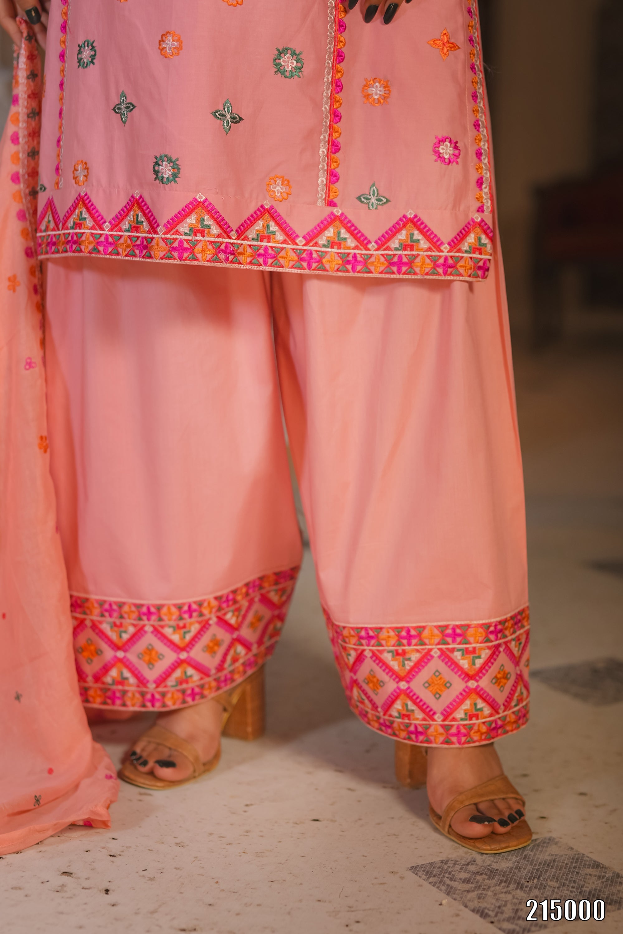 Elegant Black Embroidered 3PC Suit with Multicolor Detailing – Premium Festive Wear | Designed By AmeerSons #215000 Ameer Sons
