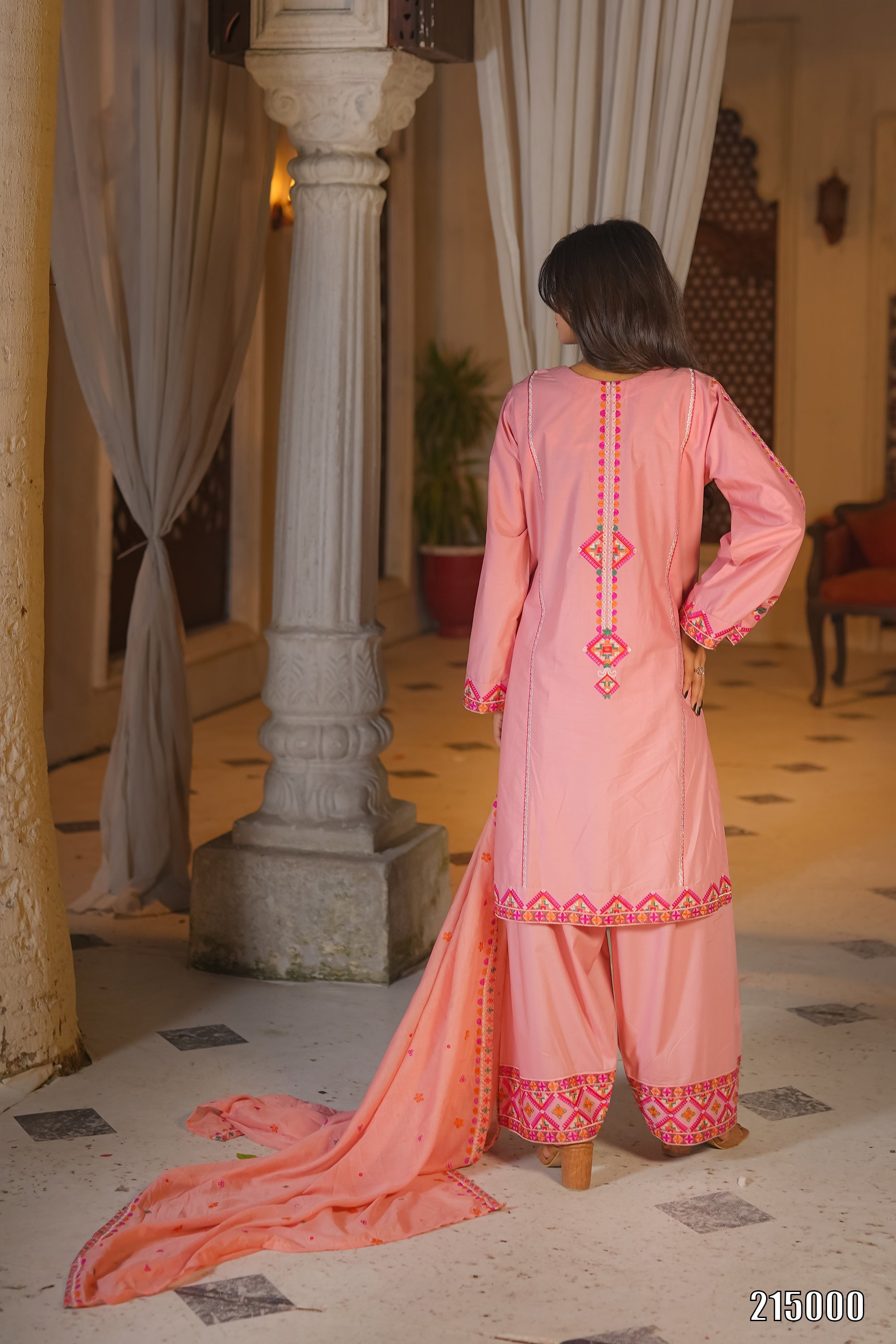 Elegant Black Embroidered 3PC Suit with Multicolor Detailing – Premium Festive Wear | Designed By AmeerSons #215000 Ameer Sons