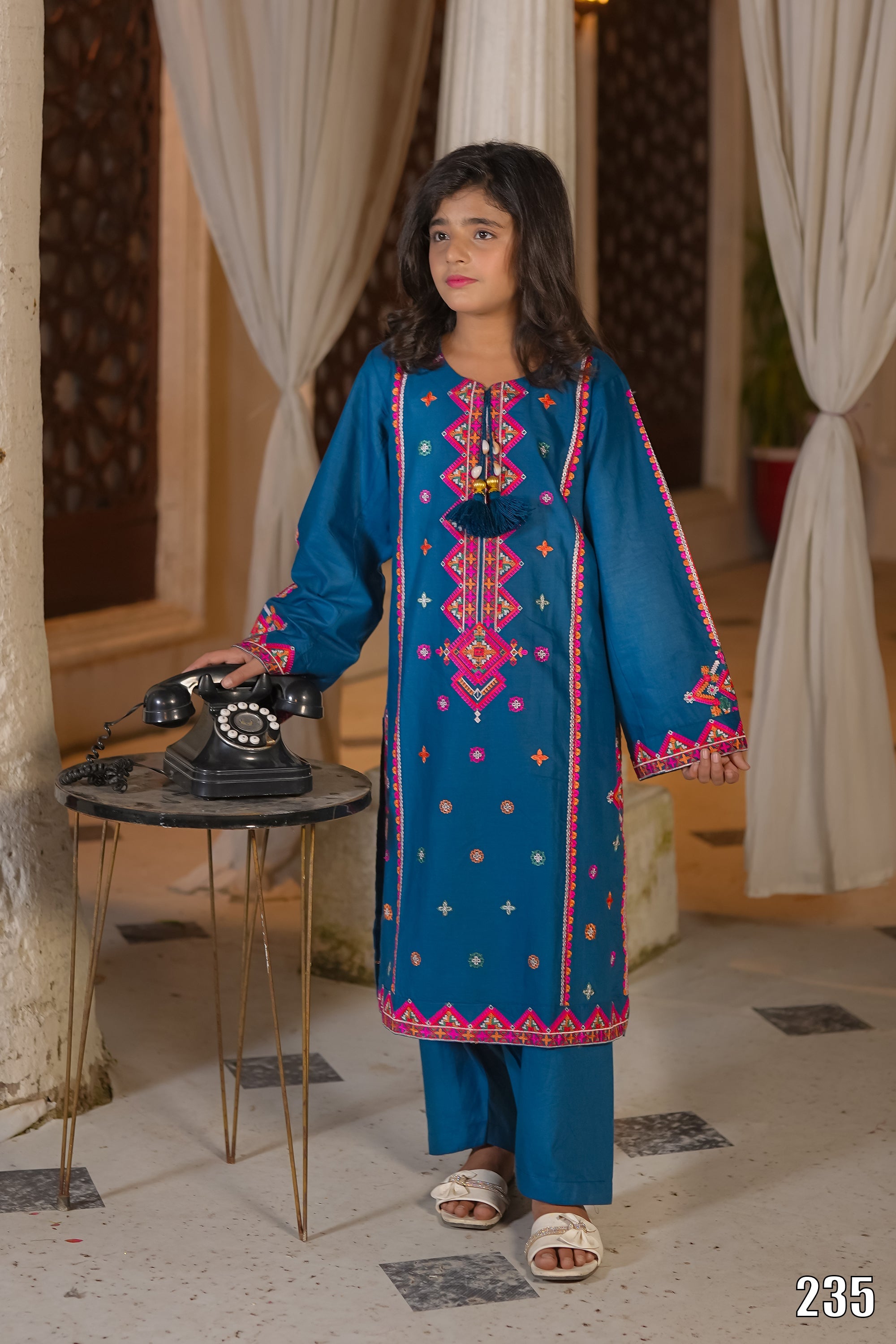 Elegant Embroidered Kids 2PC Suit with Tassel Detail – Festive Collection | Designed By AmeerSons  #235 Ameer Sons