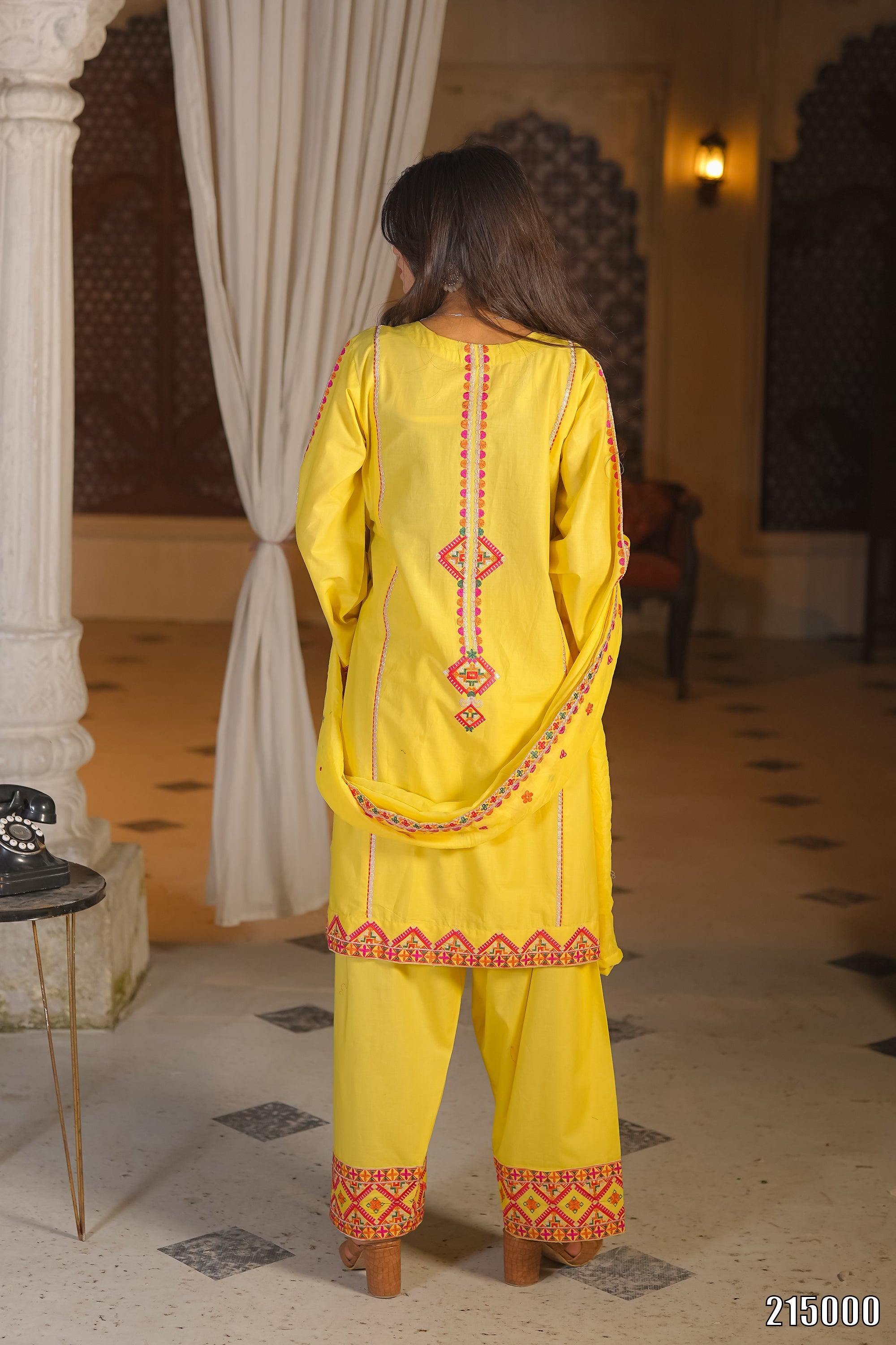 Elegant Black Embroidered 3PC Suit with Multicolor Detailing – Premium Festive Wear | Designed By AmeerSons #215000 Ameer Sons