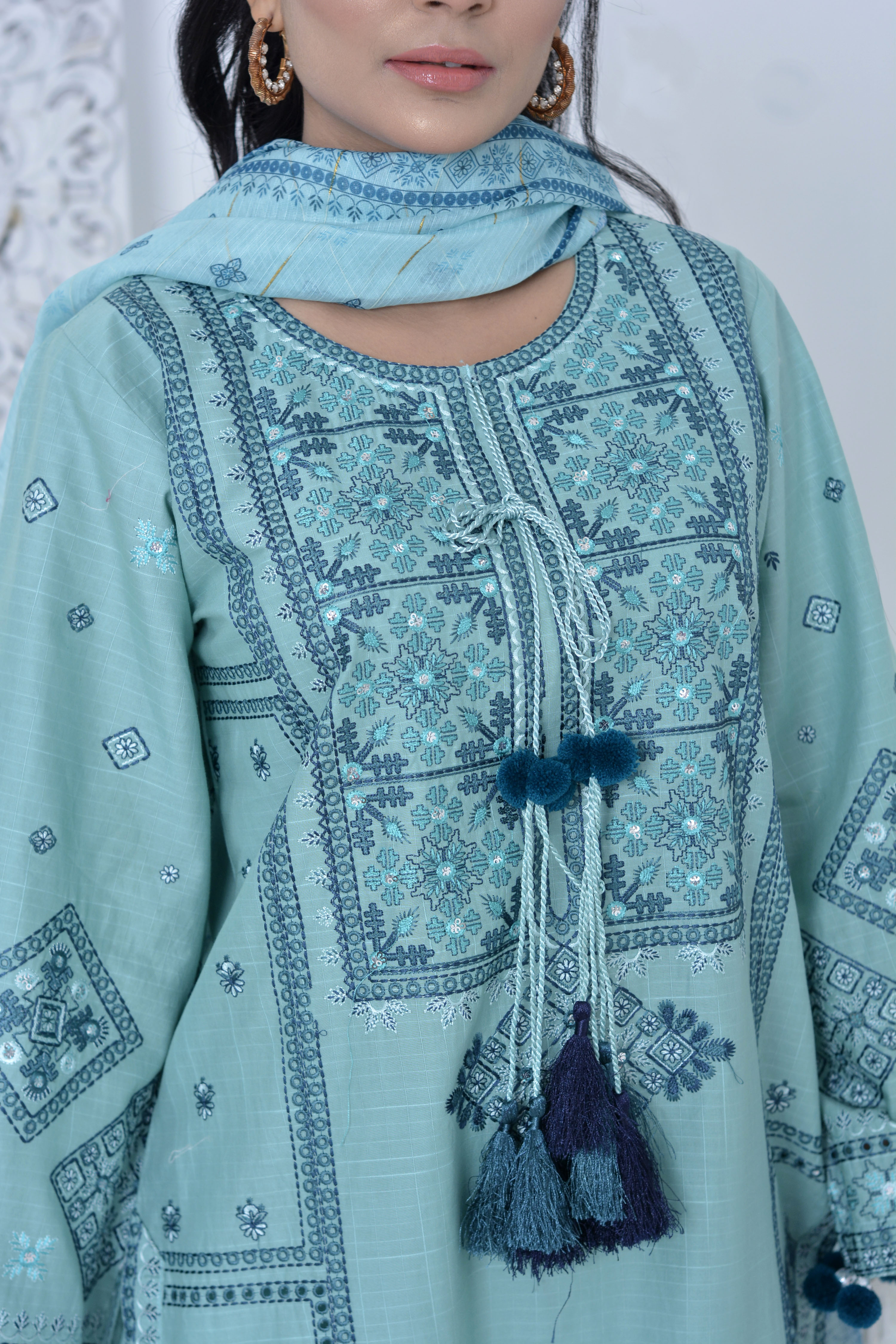 Azraaq 3Pc - Festive Embroidered | By Ameerson