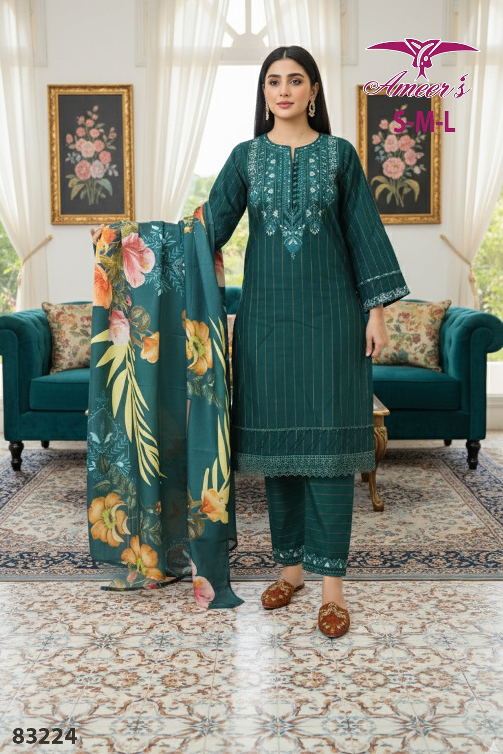 New Three Piece Ladies Collection By Ameer Sons