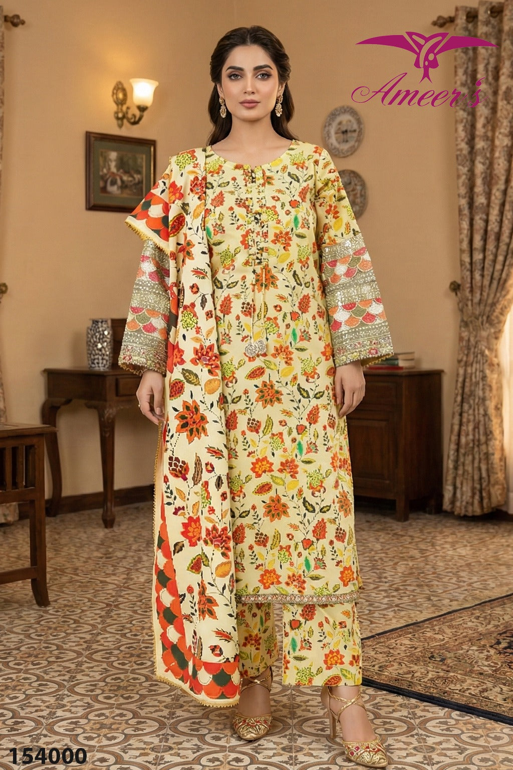 New Digital Print Three Piece Ladies Collection By Ameer Sons