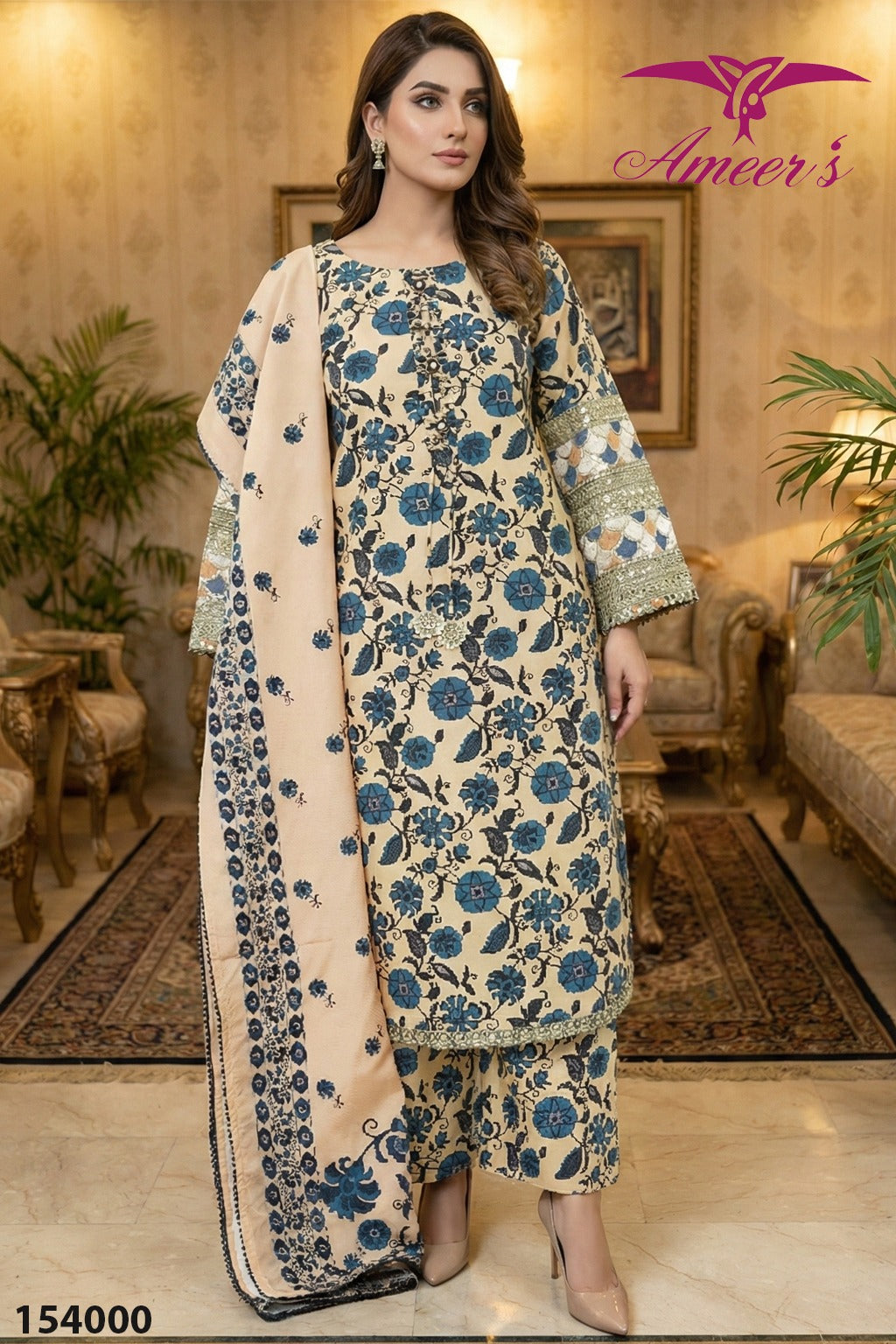 New Digital Print Three Piece Ladies Collection By Ameer Sons