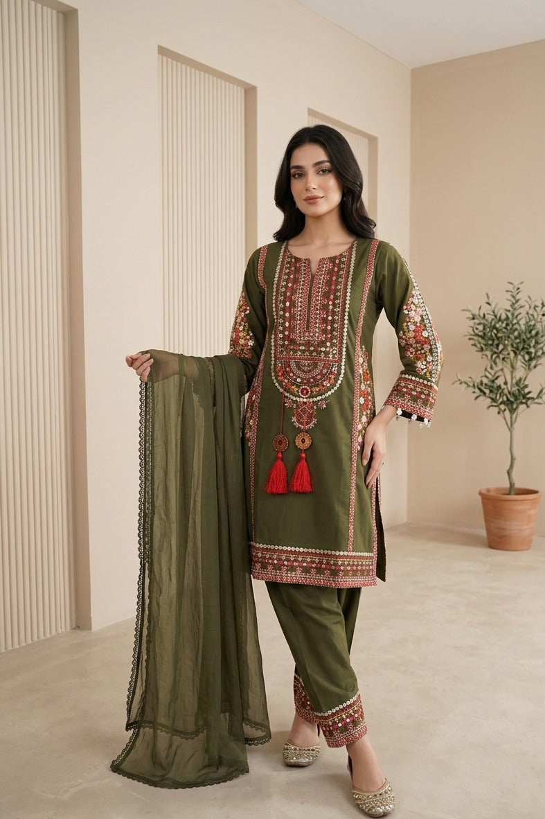 Embroidered 3-Piece Lawn Suit – Summer Collection ART #196000 Ameer Sons